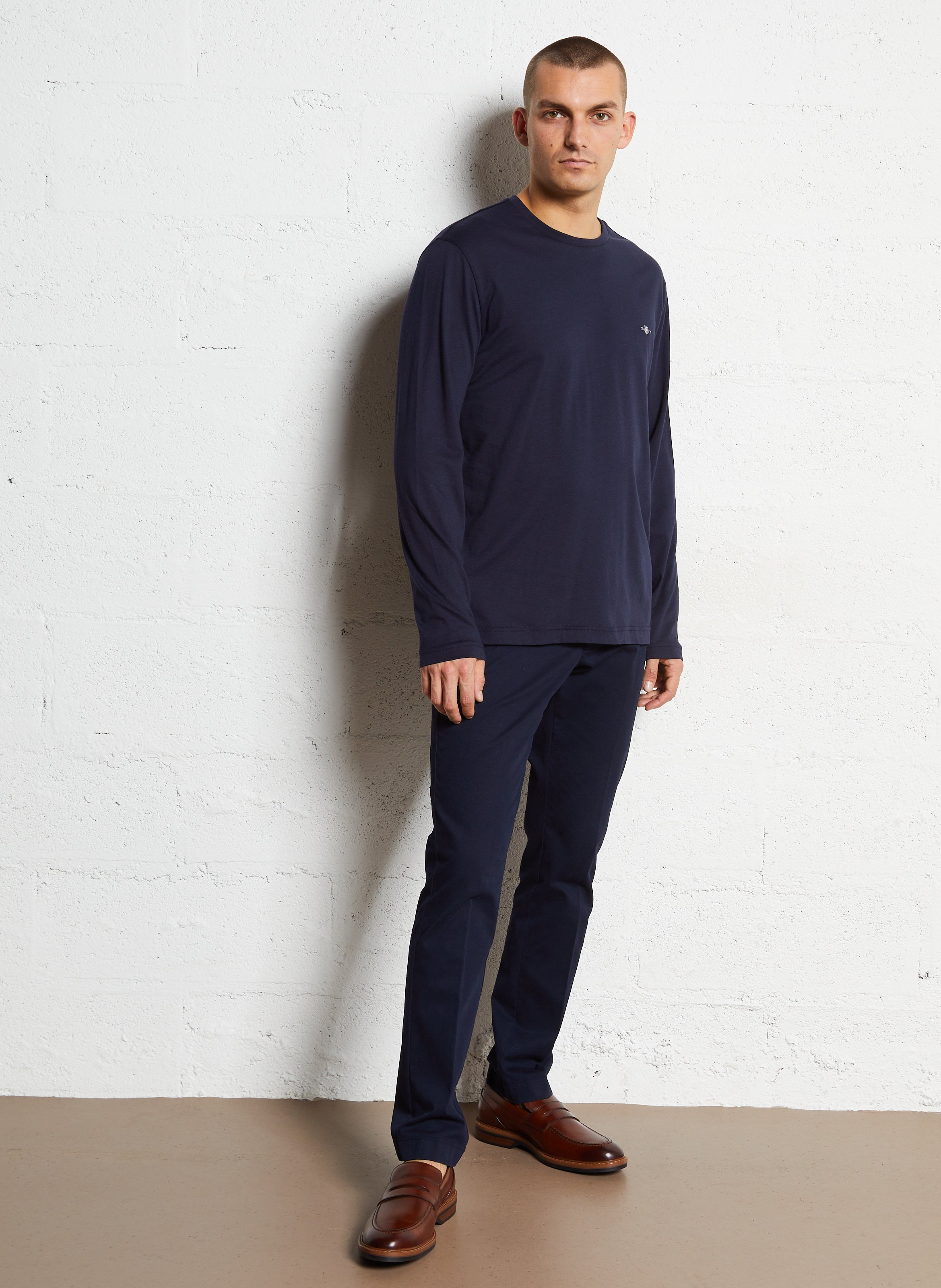 Regular-fit round-neck cotton T-shirt GANT Blue