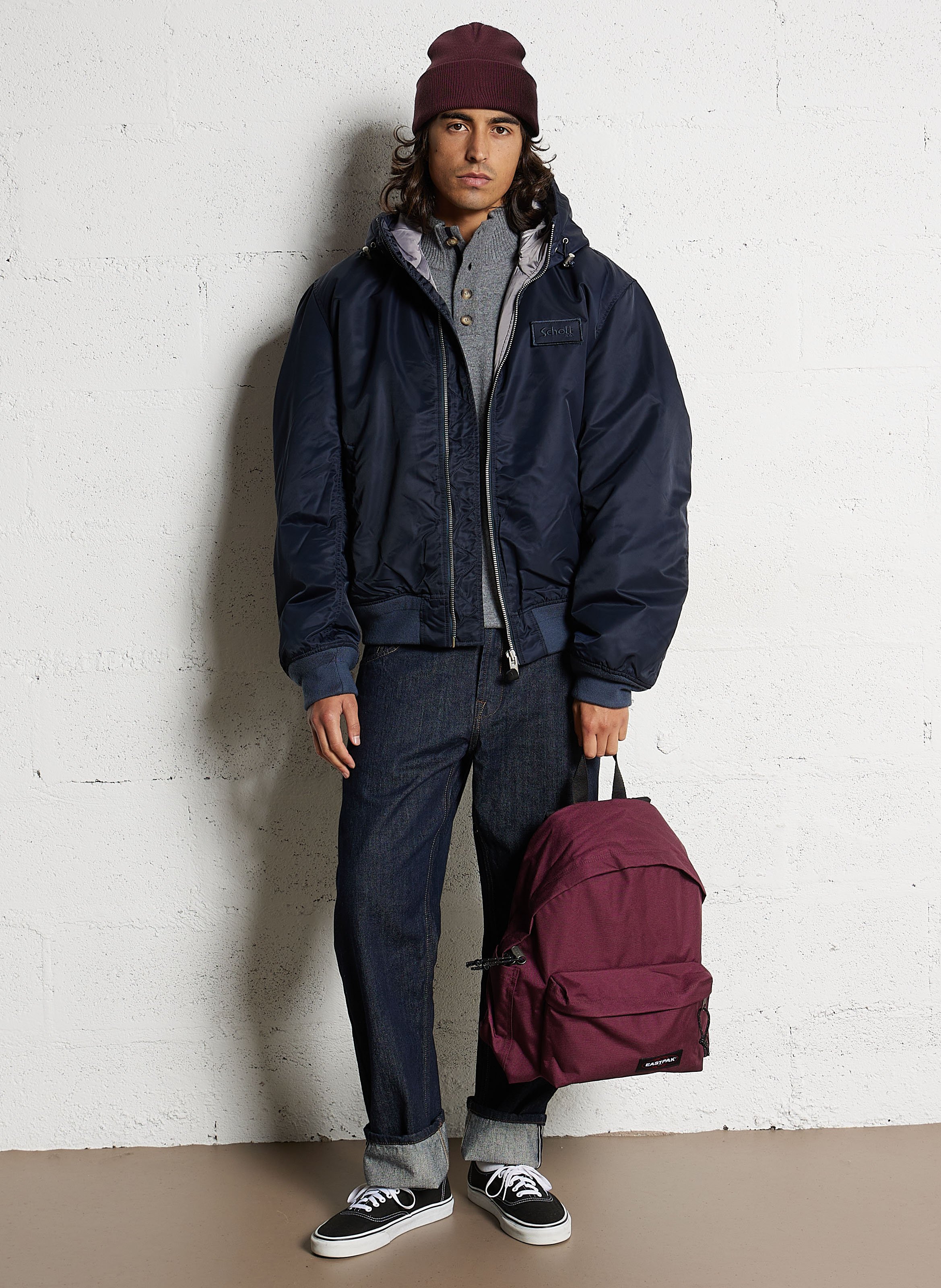 Blouson oversize à capuche SCHOTT Bleu