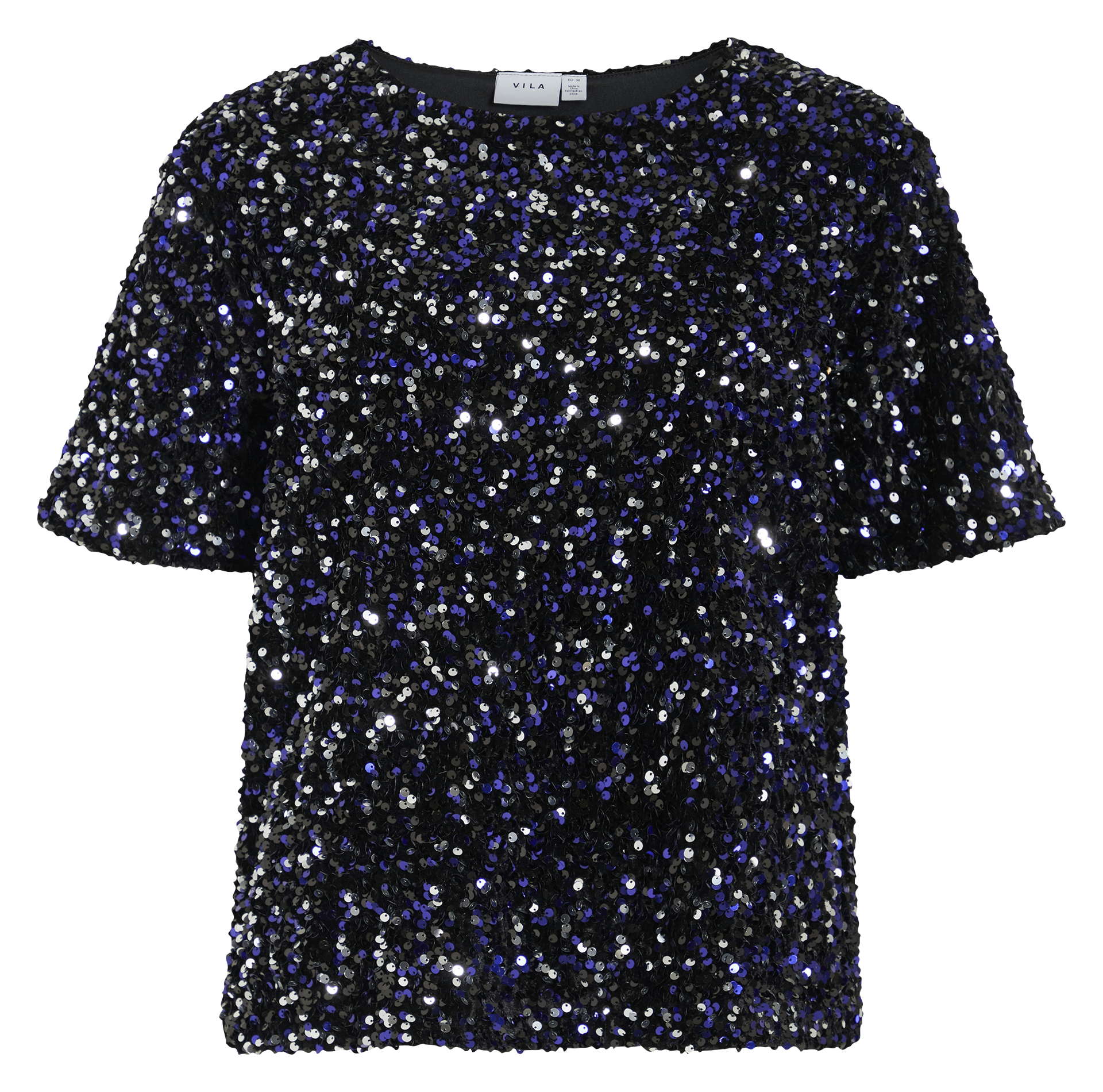 Top droit col rond à sequins VILA Bleu