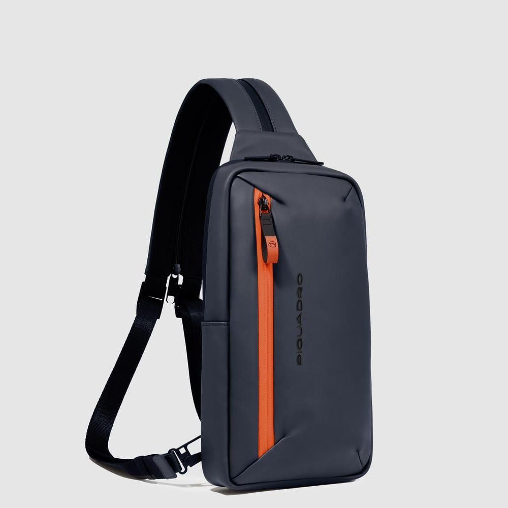 Chest bag for iPad® mini with RFID protection and pocket for Piquadro smart tracker PIQUADRO Blue