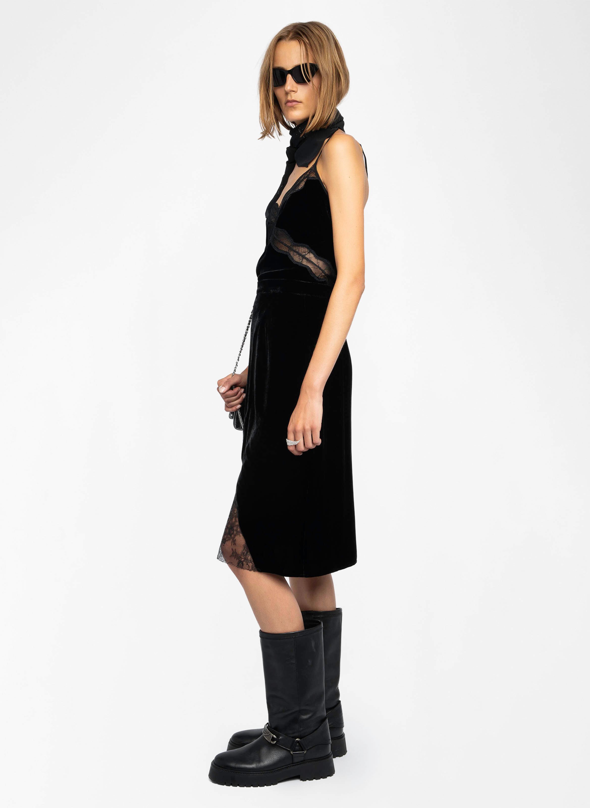 Jupe droite midi en velours ZADIG&amp;VOLTAIRE Noir