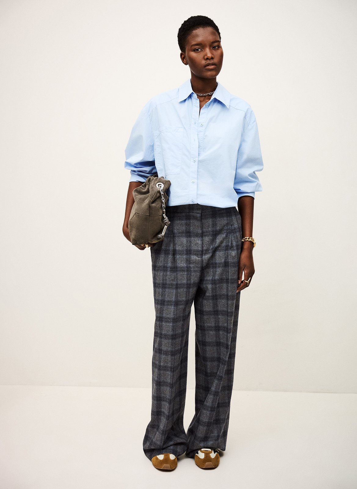 Straight-fit broek van wolmix BA&SH Blauw