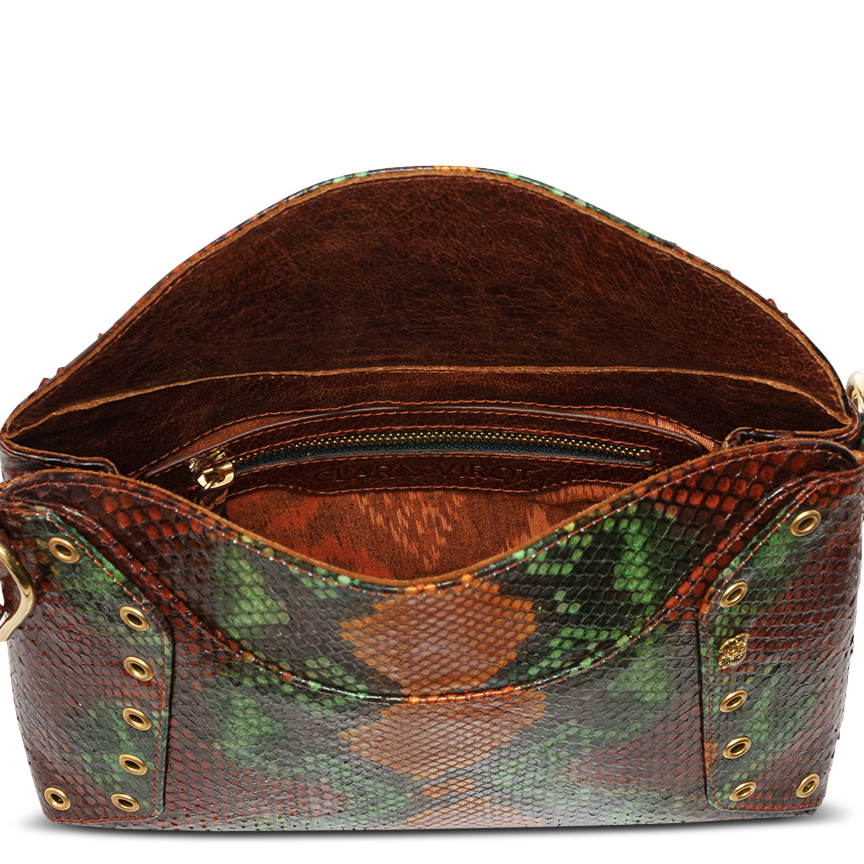 Sac bandoulière en cuir python mélangé CLARIS VIROT Marron