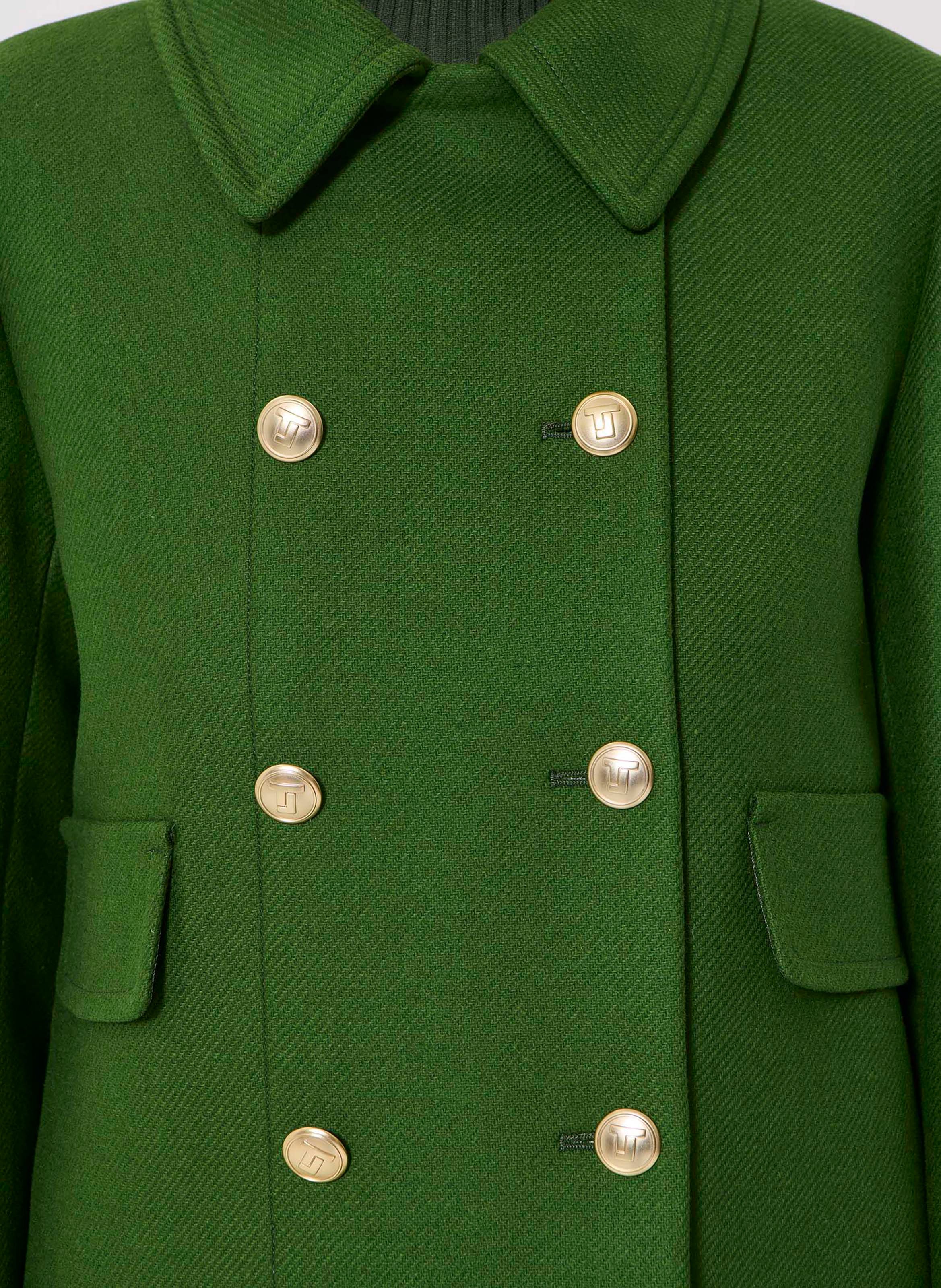 Cappotto dritto collo classico in misto lana TARA JARMON Verde