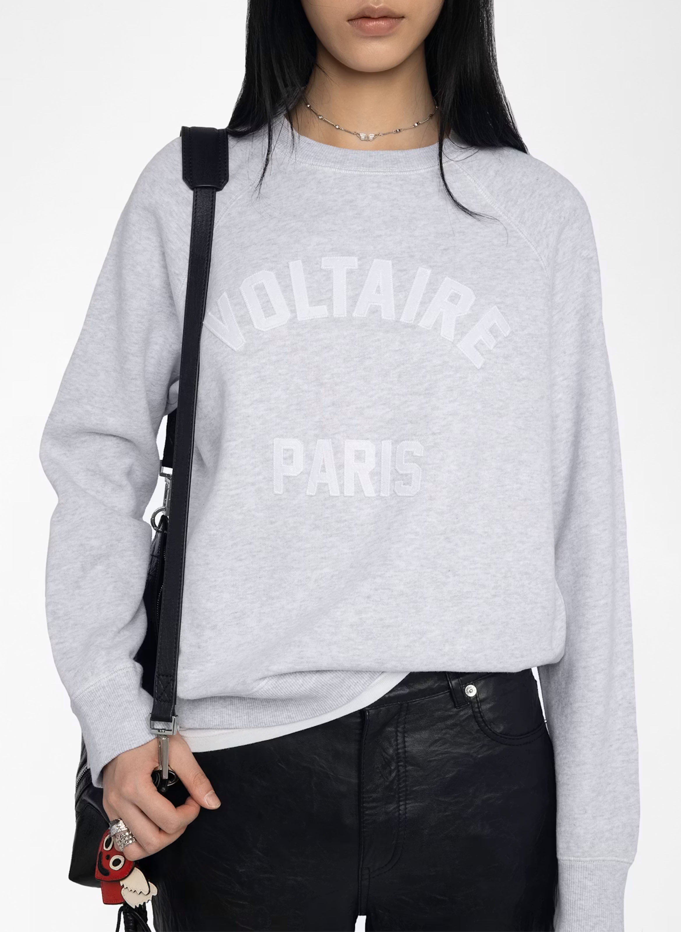 Sweat col ornd en coton mélangé ZADIG&VOLTAIRE Gris
