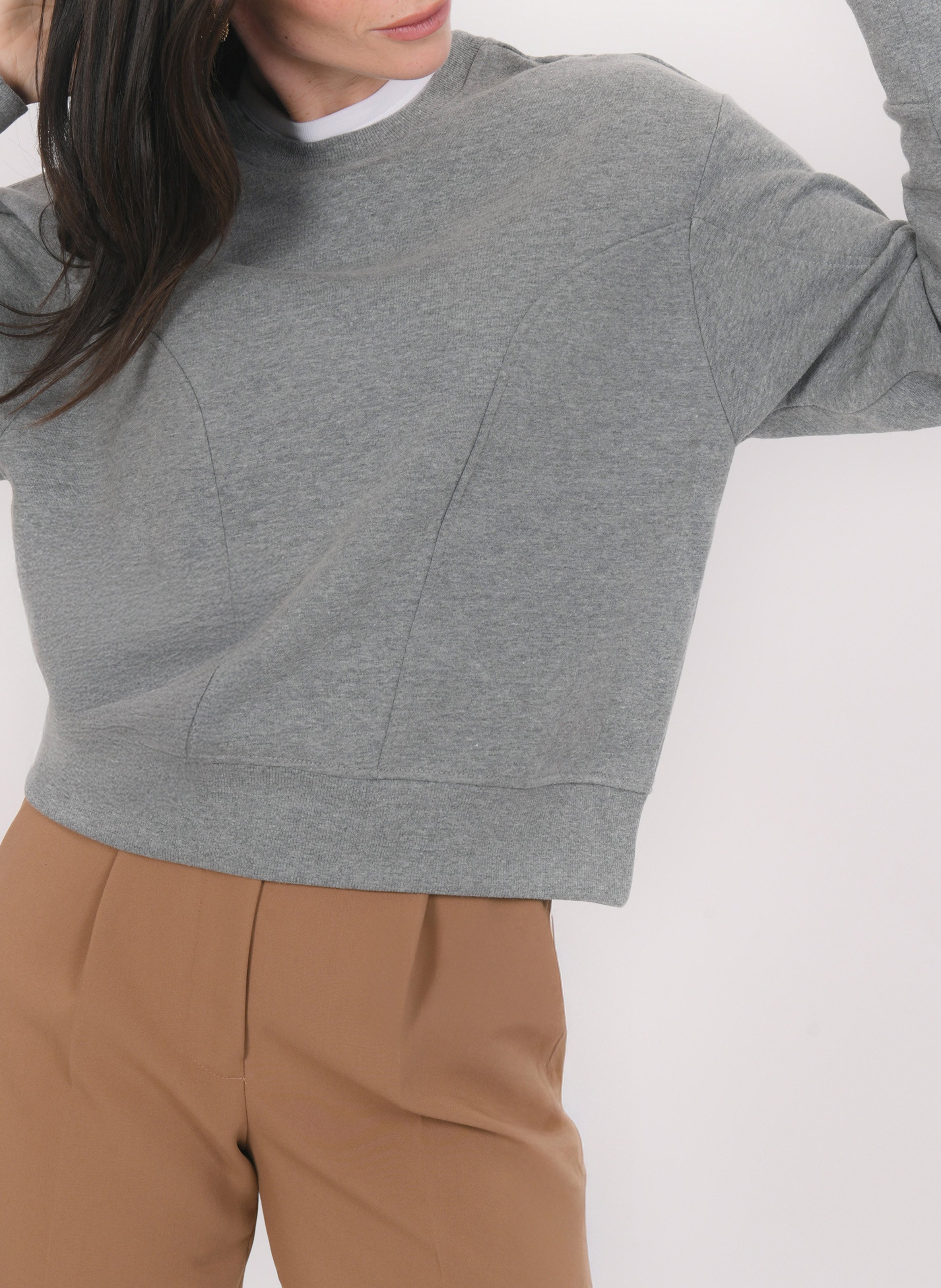 Sweat col rond en coton mélangé KOOKAI Gris