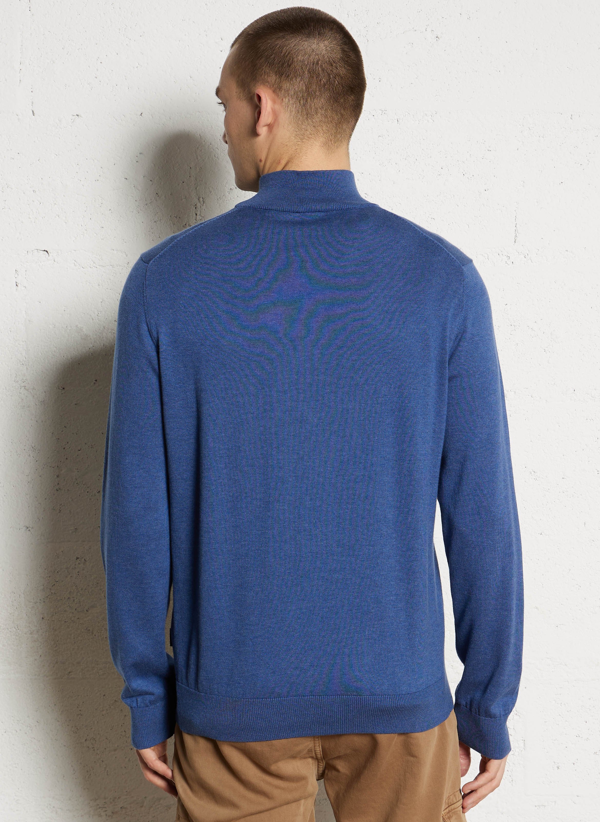 Pull droit col zippé en coton mélangé FACONNABLE Bleu