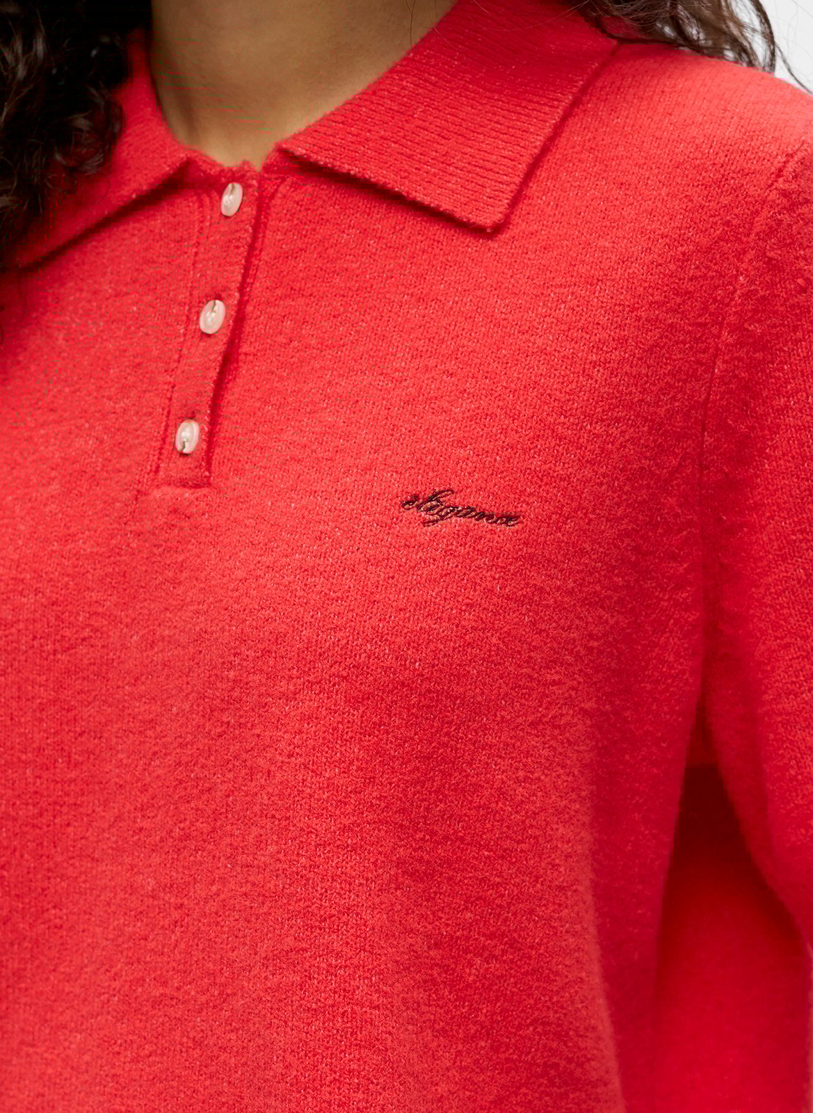 Polo droit en coton bio mélangé OBJECT Rouge