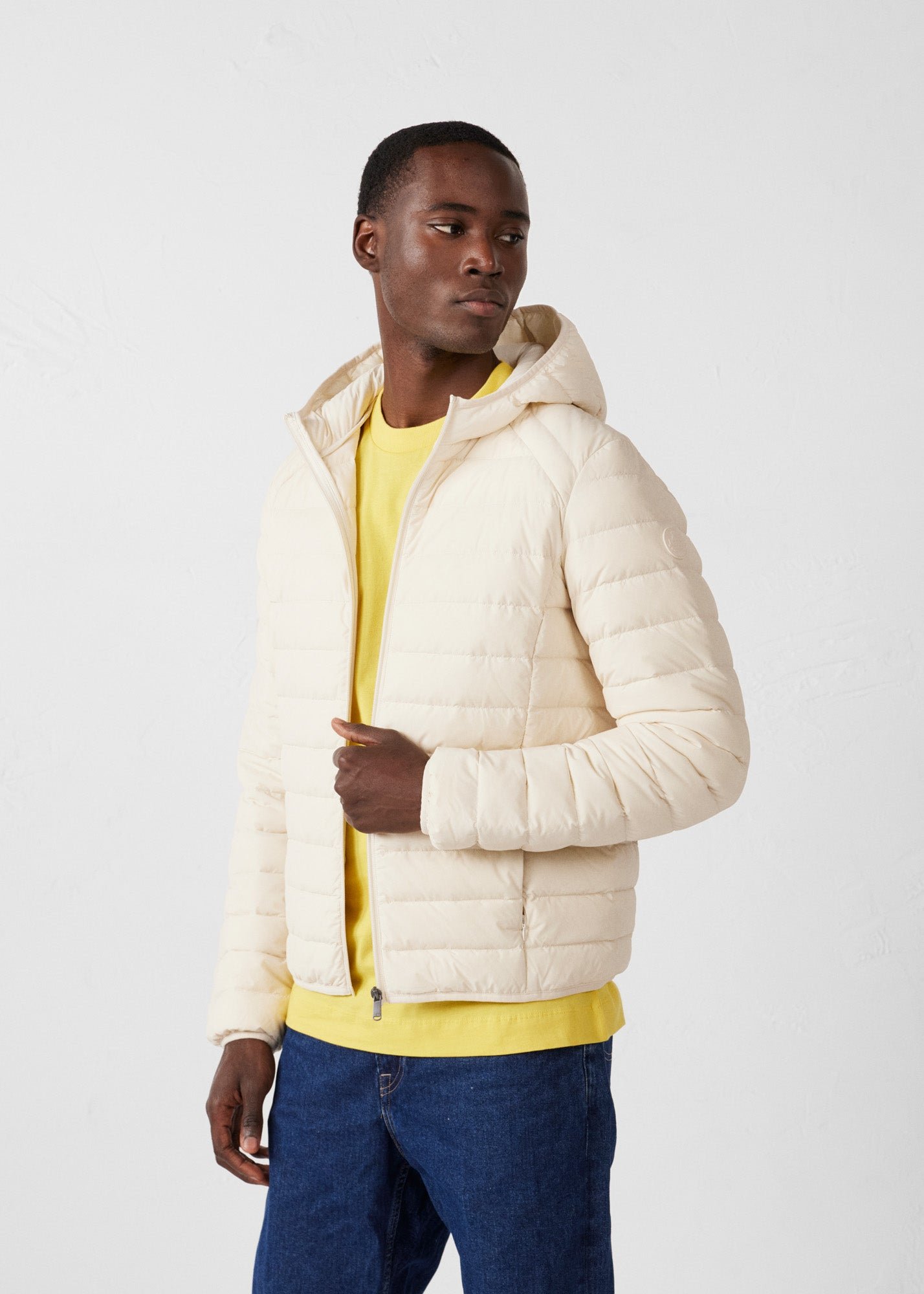 Frantz Stretch Lightweight Hooded Puffer Coat JOTT White