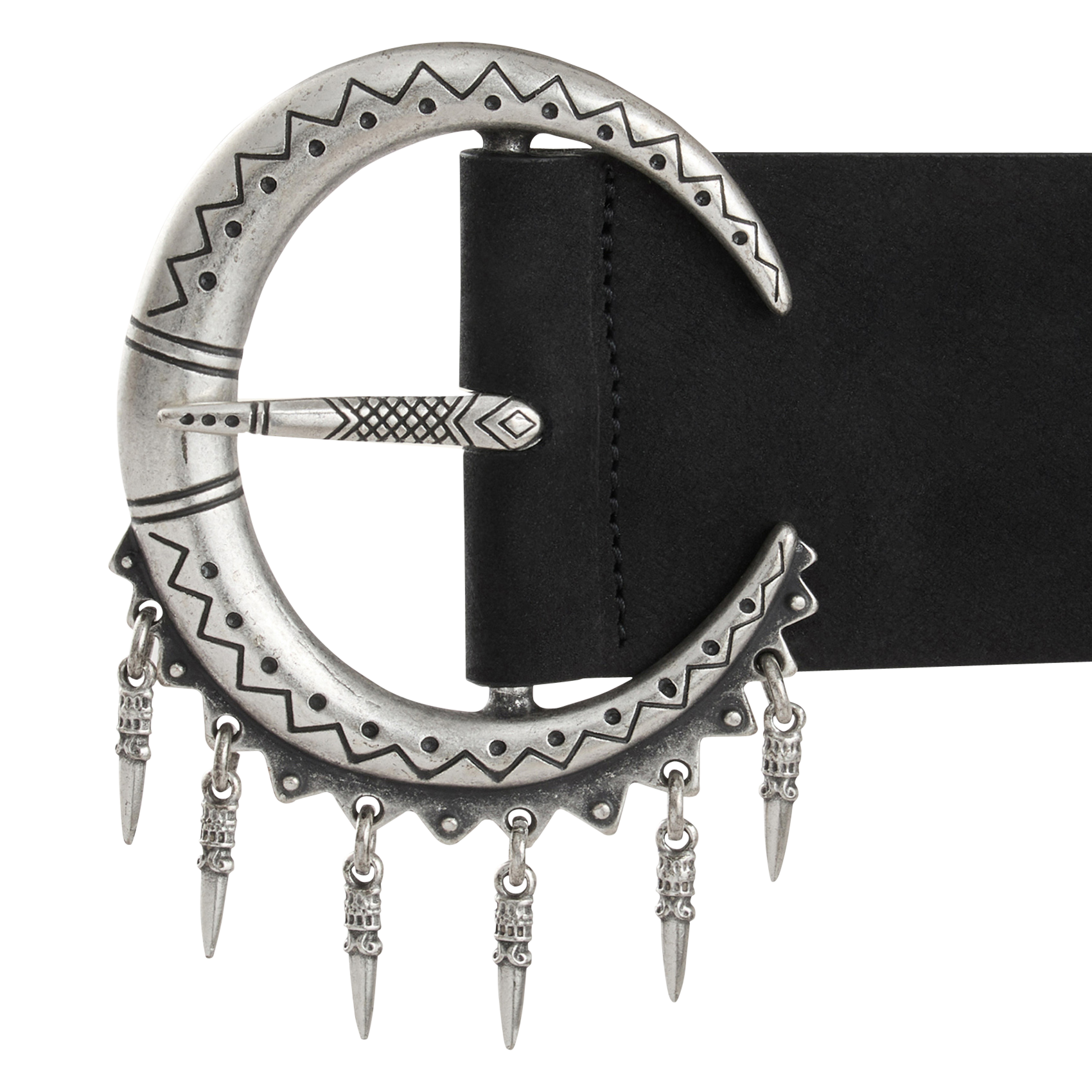 Ceinture à boucle fantaisie en cuir velours BA&SH Noir