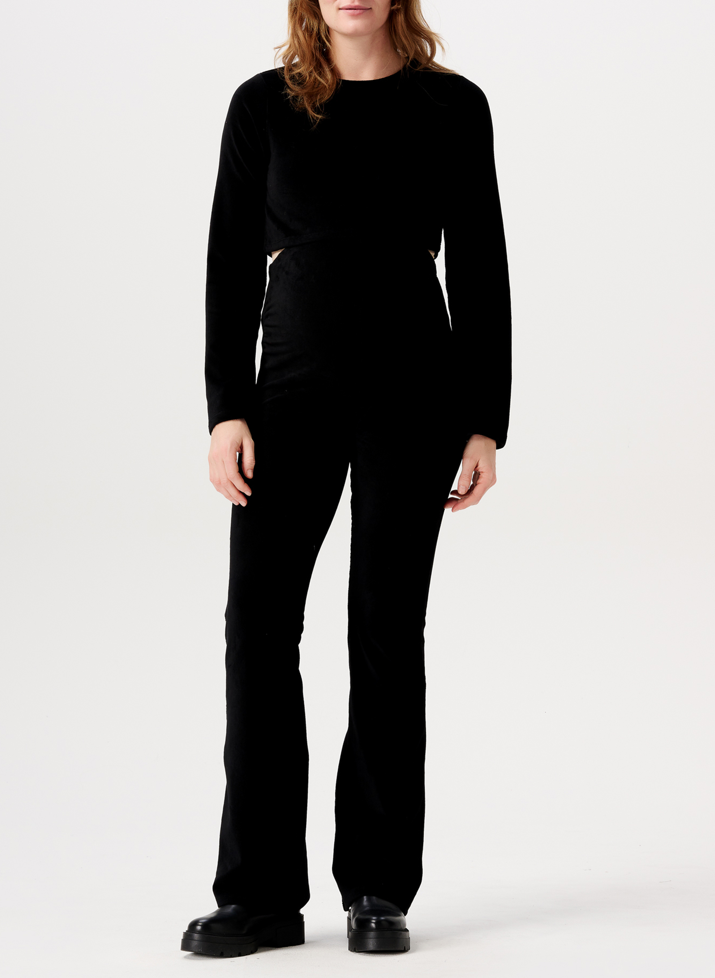 Kort borstvoedingsshirt van katoenmix NOPPIES Zwart