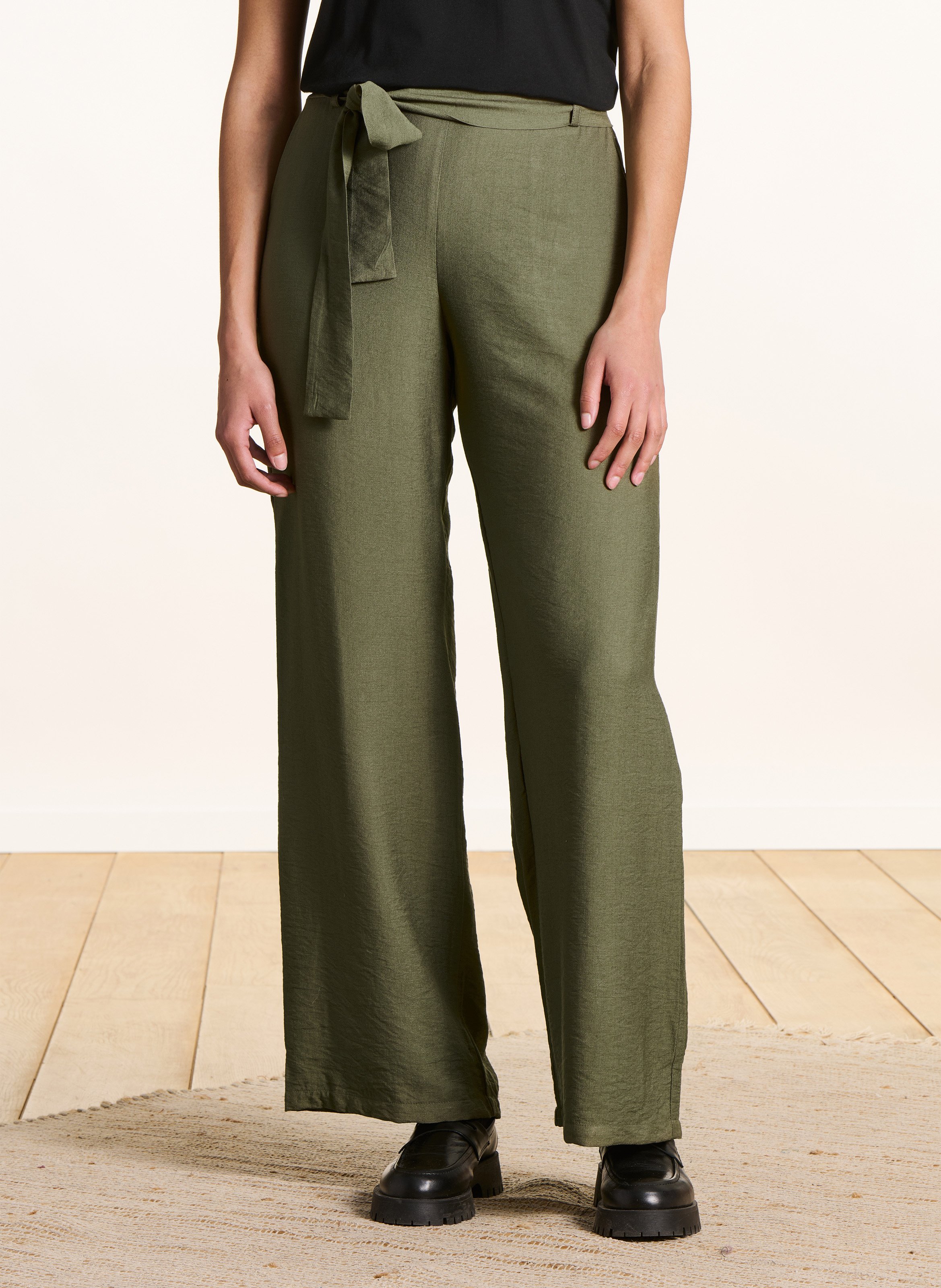Pantalon large taille haute LA FEE MARABOUTEE Vert