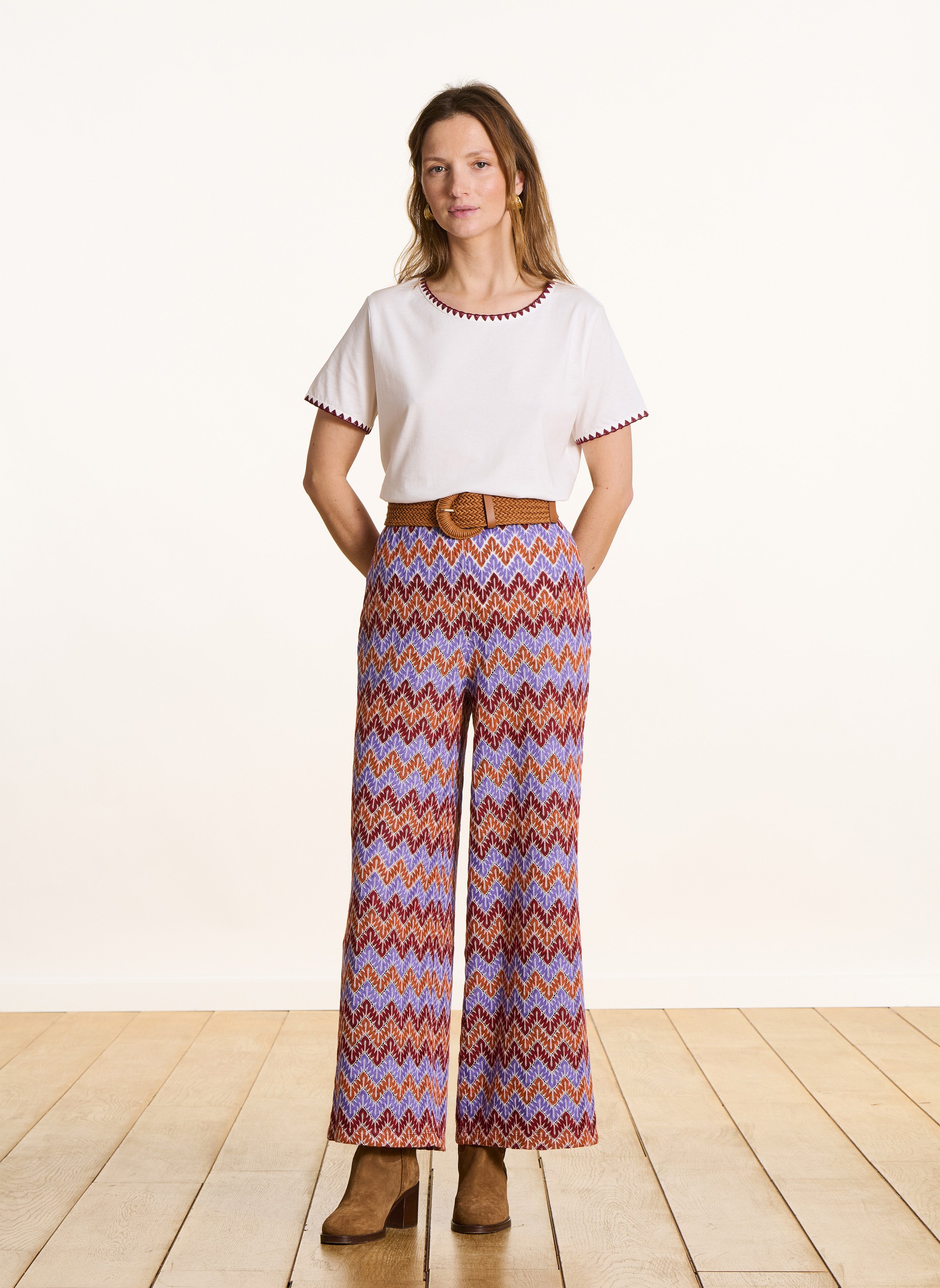 Hose - Gerader Schnitt mit Streifen  LA FEE MARABOUTEE Violett