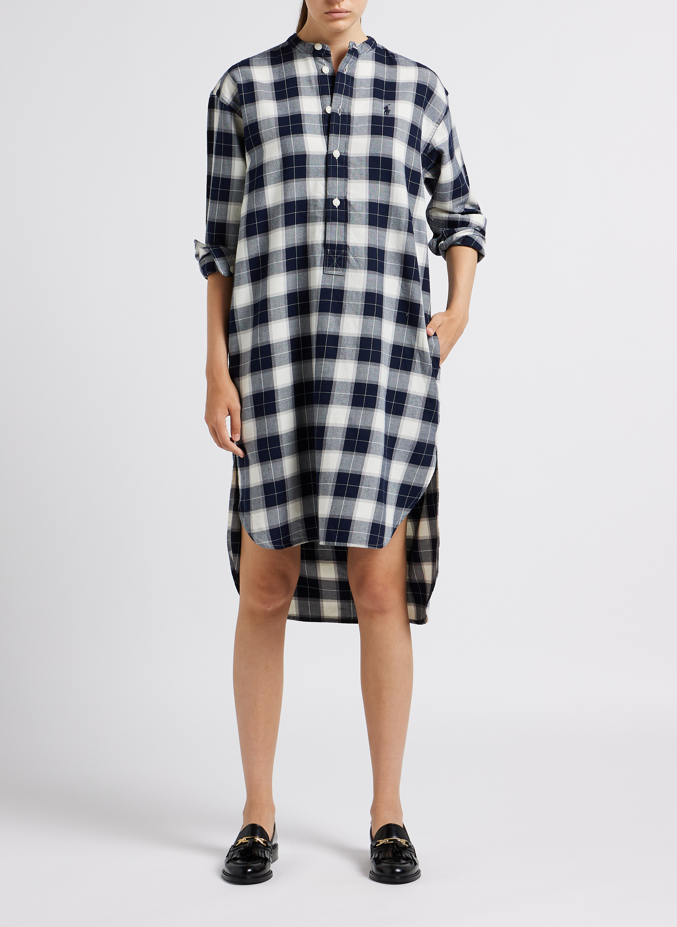 Midi-Hemdkleid mit Henley-Ausschnitt POLO RALPH LAUREN Schwarz