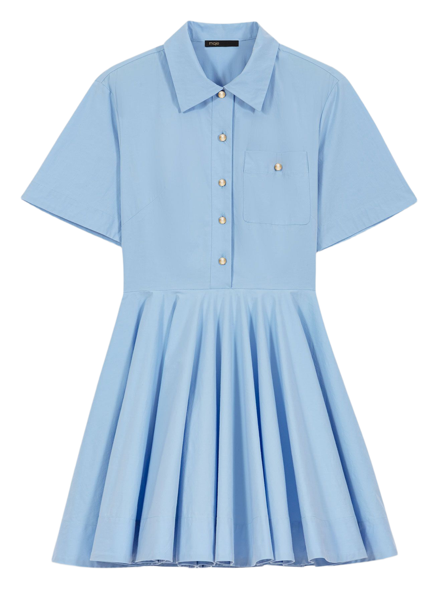 Robe courte évasée en coton mélangé MAJE Bleu