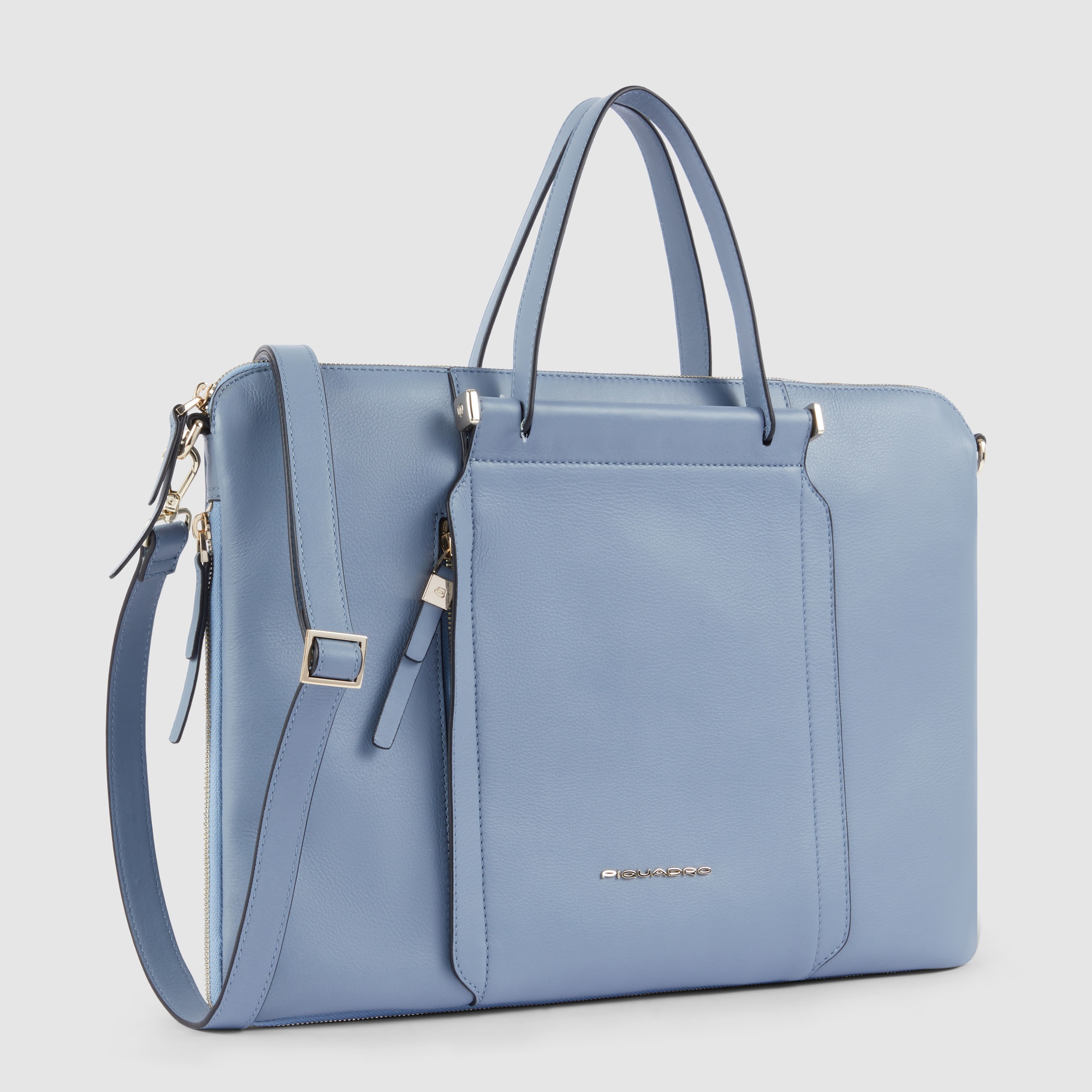 Leather messenger bag Blue