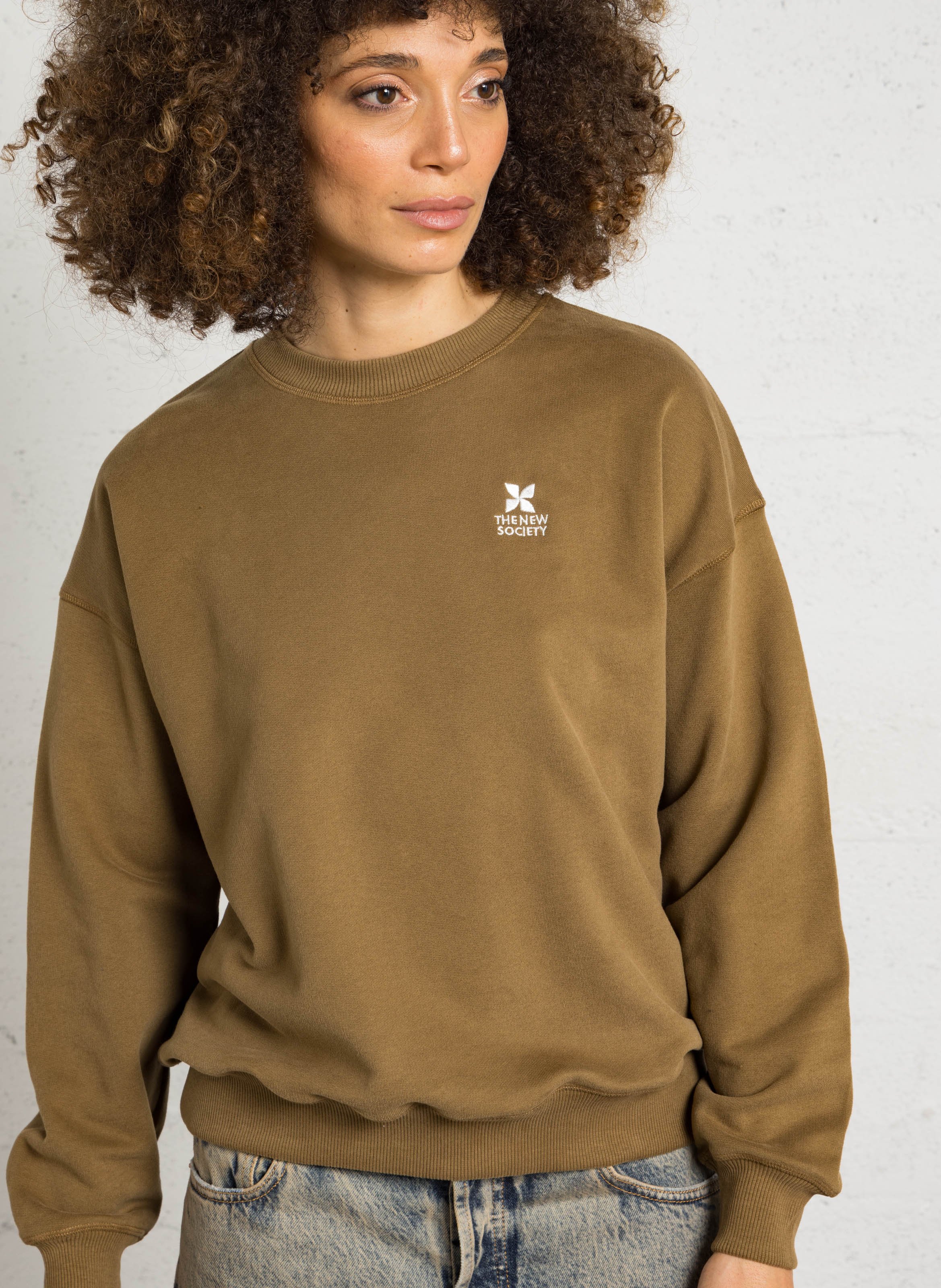 Oversized, katoenen sweater met ronde hals THE NEW SOCIETY Groen