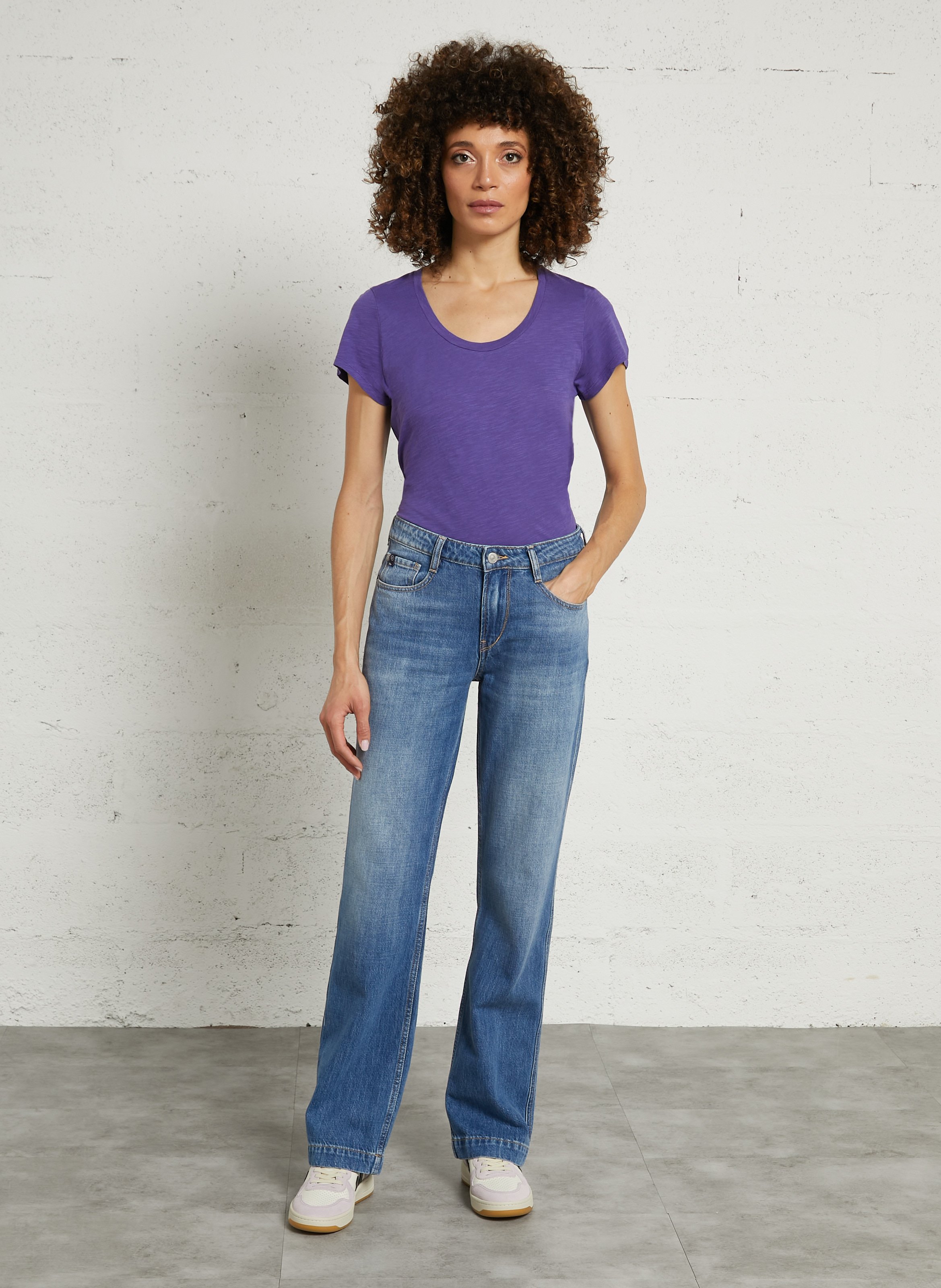 Jean droit en coton mélangé LE TEMPS DES CERISES Bleu