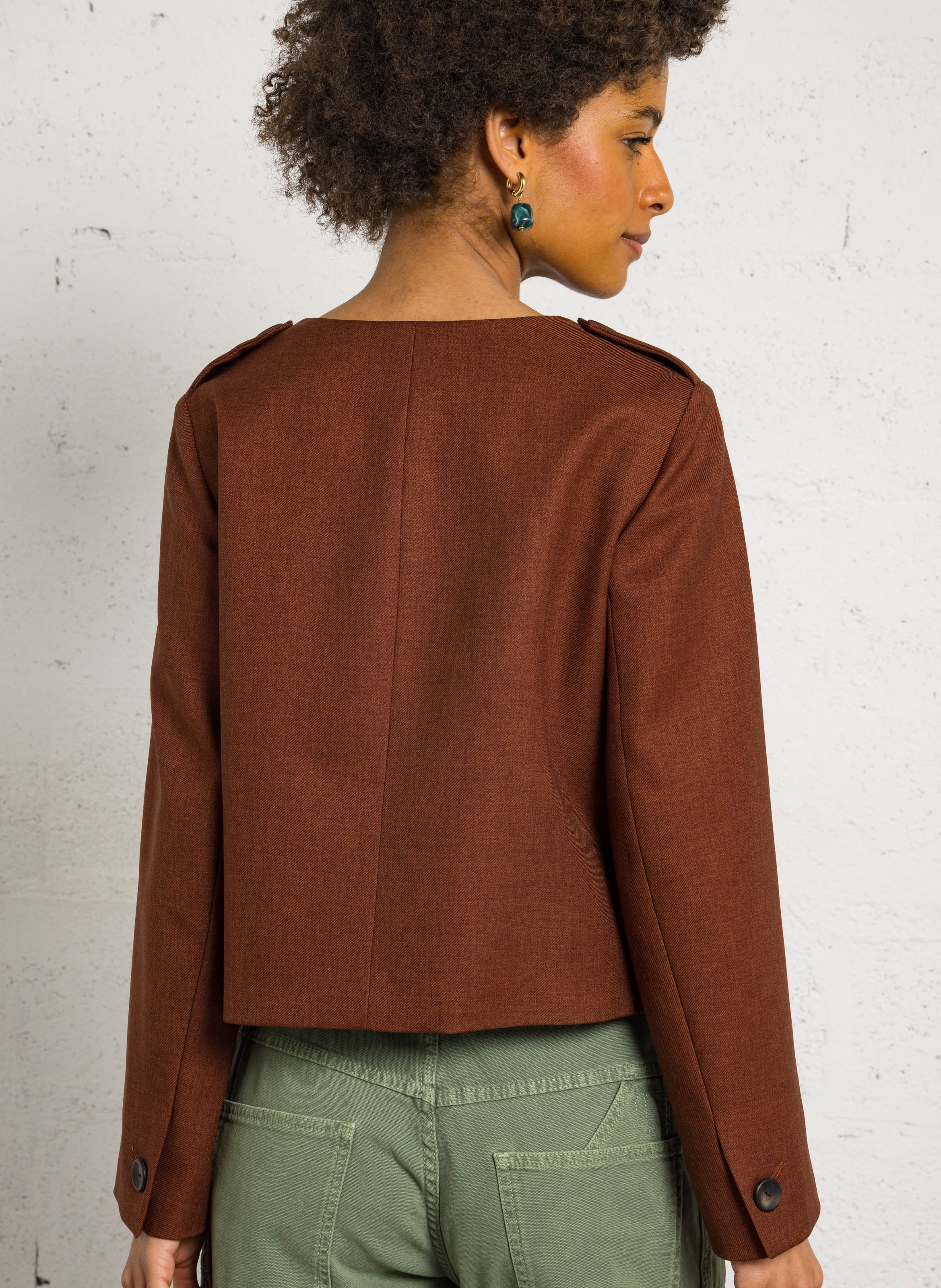 Giacca dritta collo rotondo MAISON 123 Beige