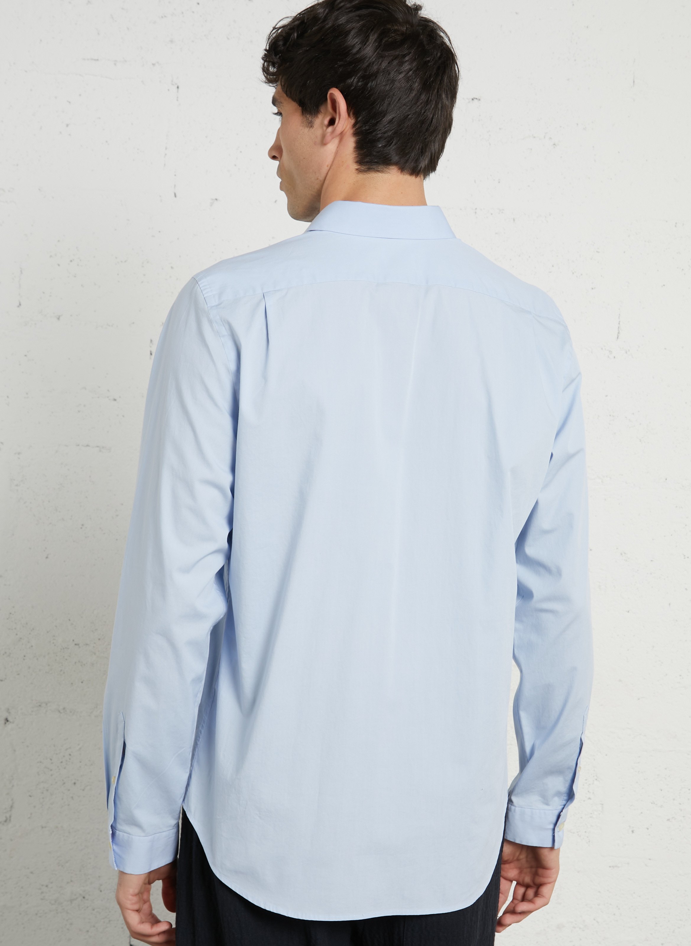 Camisa recta de mezcla de algodón orgánico con cuello clásico PAUL SMITH Azul