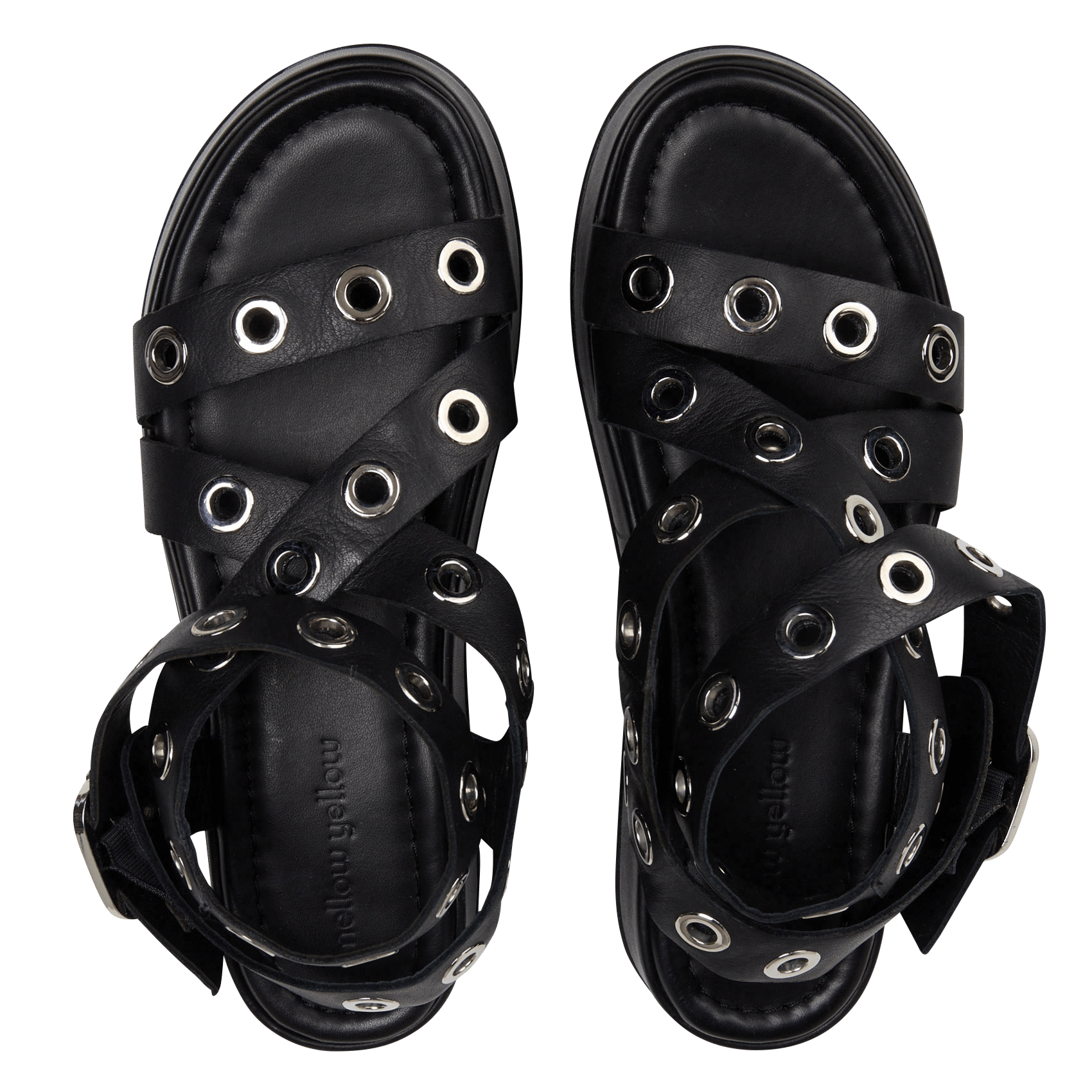 Sandalias planas de cuero de ante con ojales MELLOW YELLOW Negro