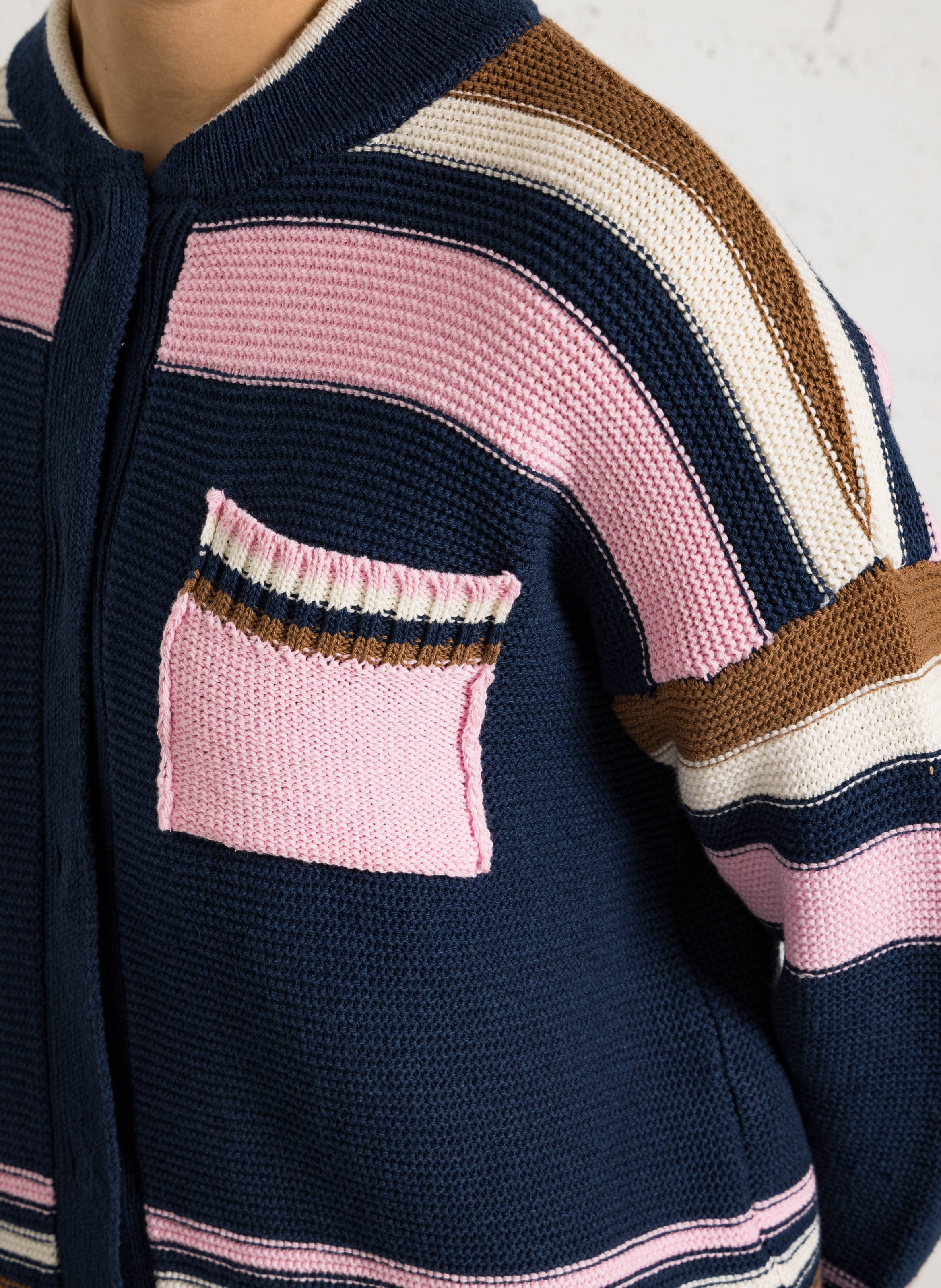 Cardigan droit en coton mélangé DR BLOOM Bleu