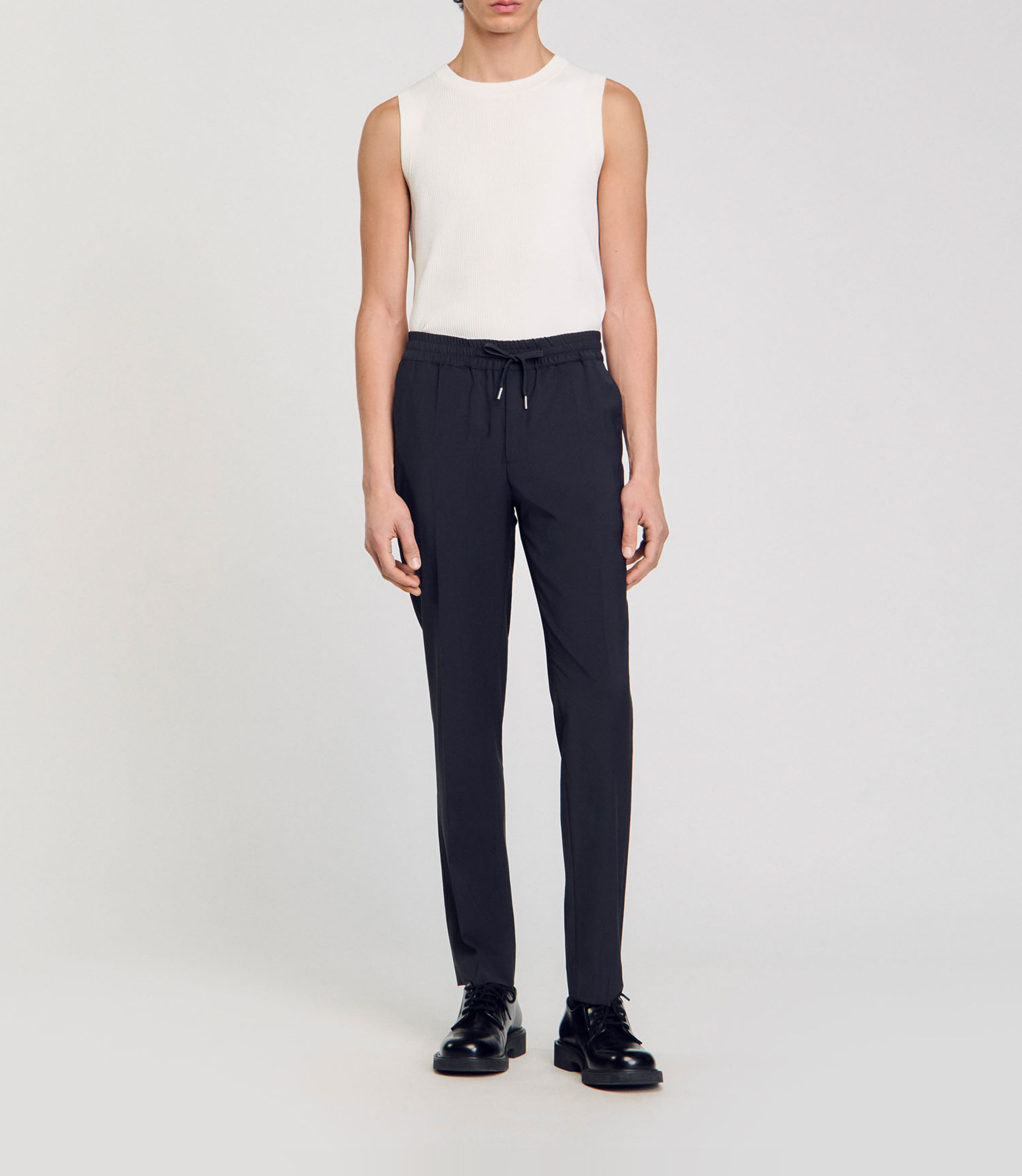 Pantalon droit élastiqué SANDRO Noir
