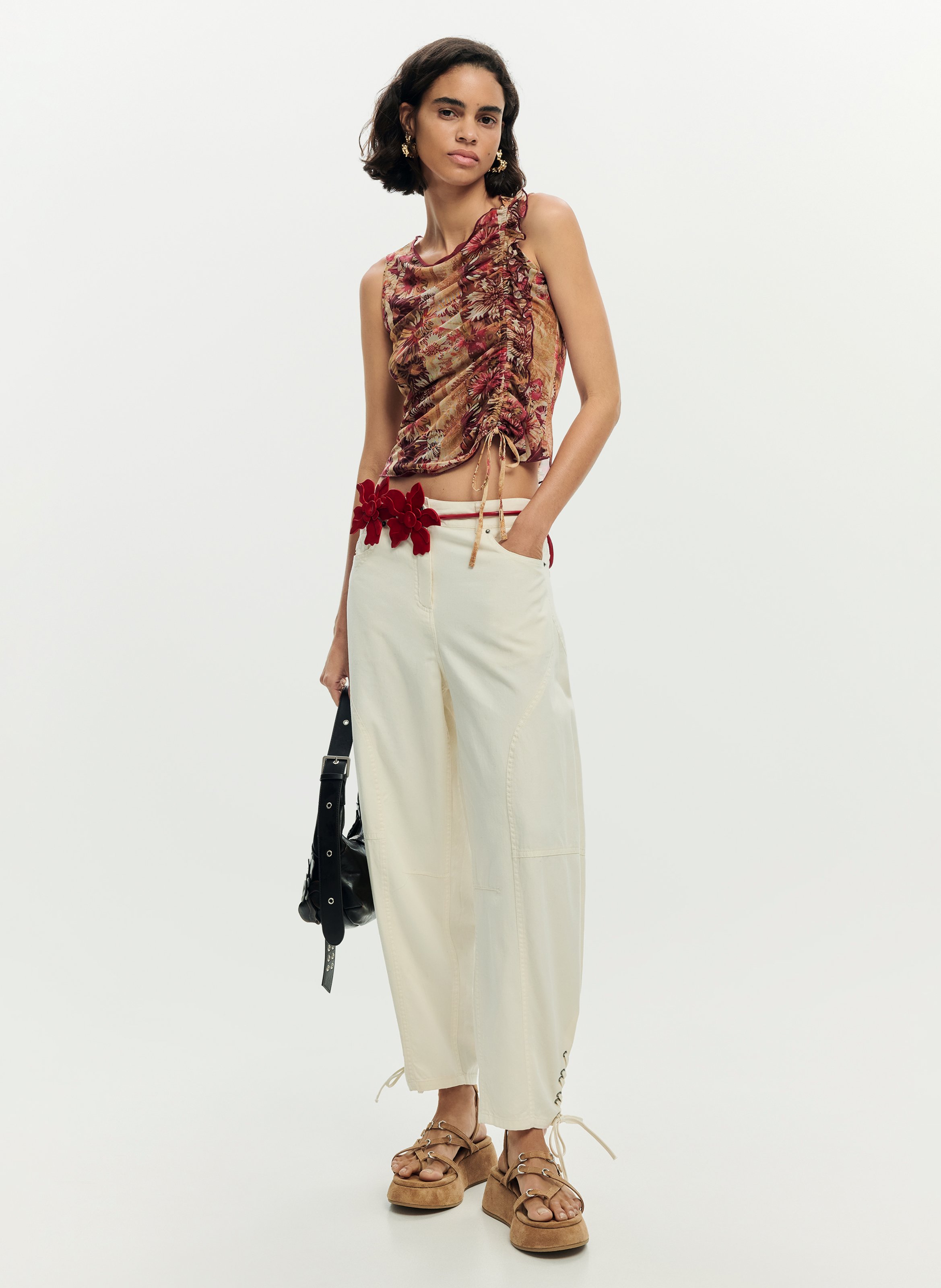 Fitted round neck tank top with print DESIGUAL Multicolored