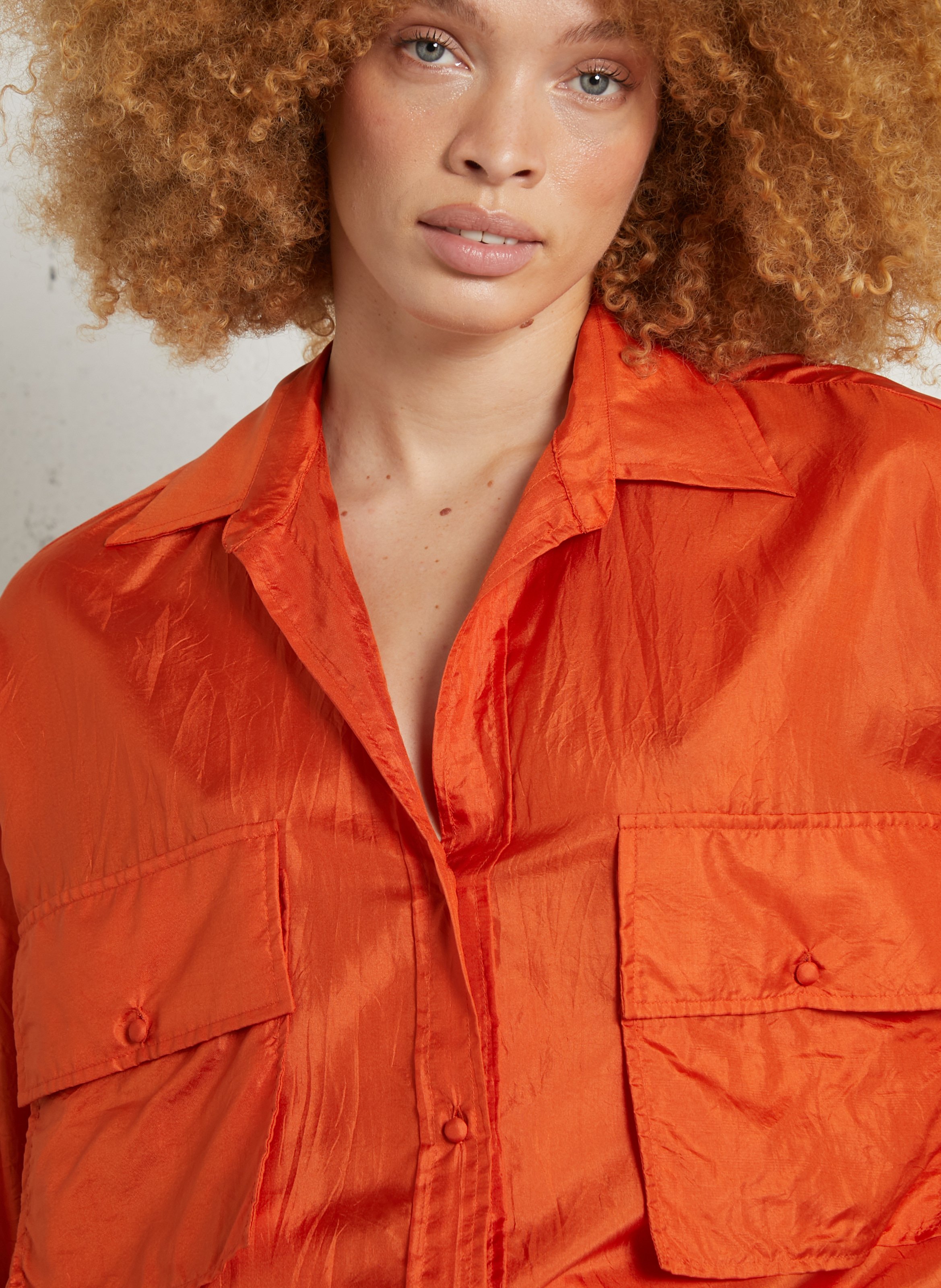 Chemise en soie col classique MOMONI Orange