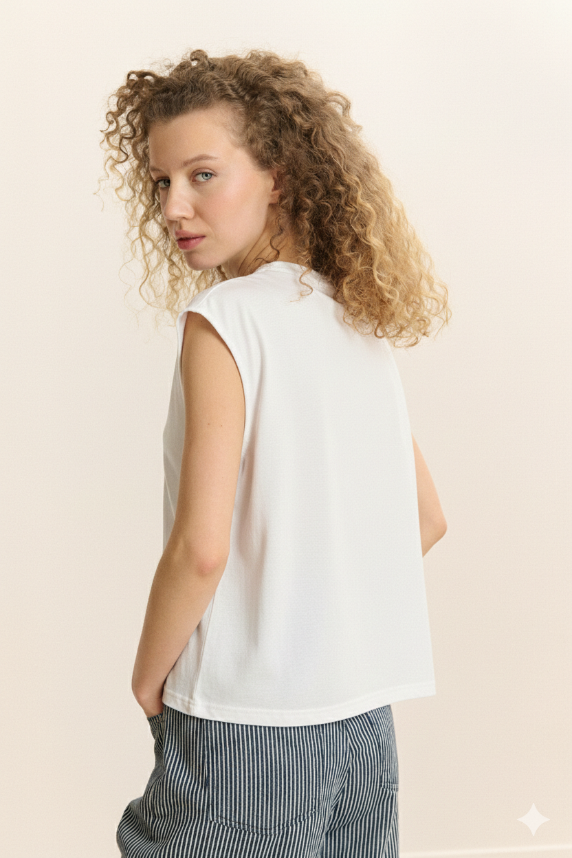 T-shirt sans manches GARANCE PARIS Blanc