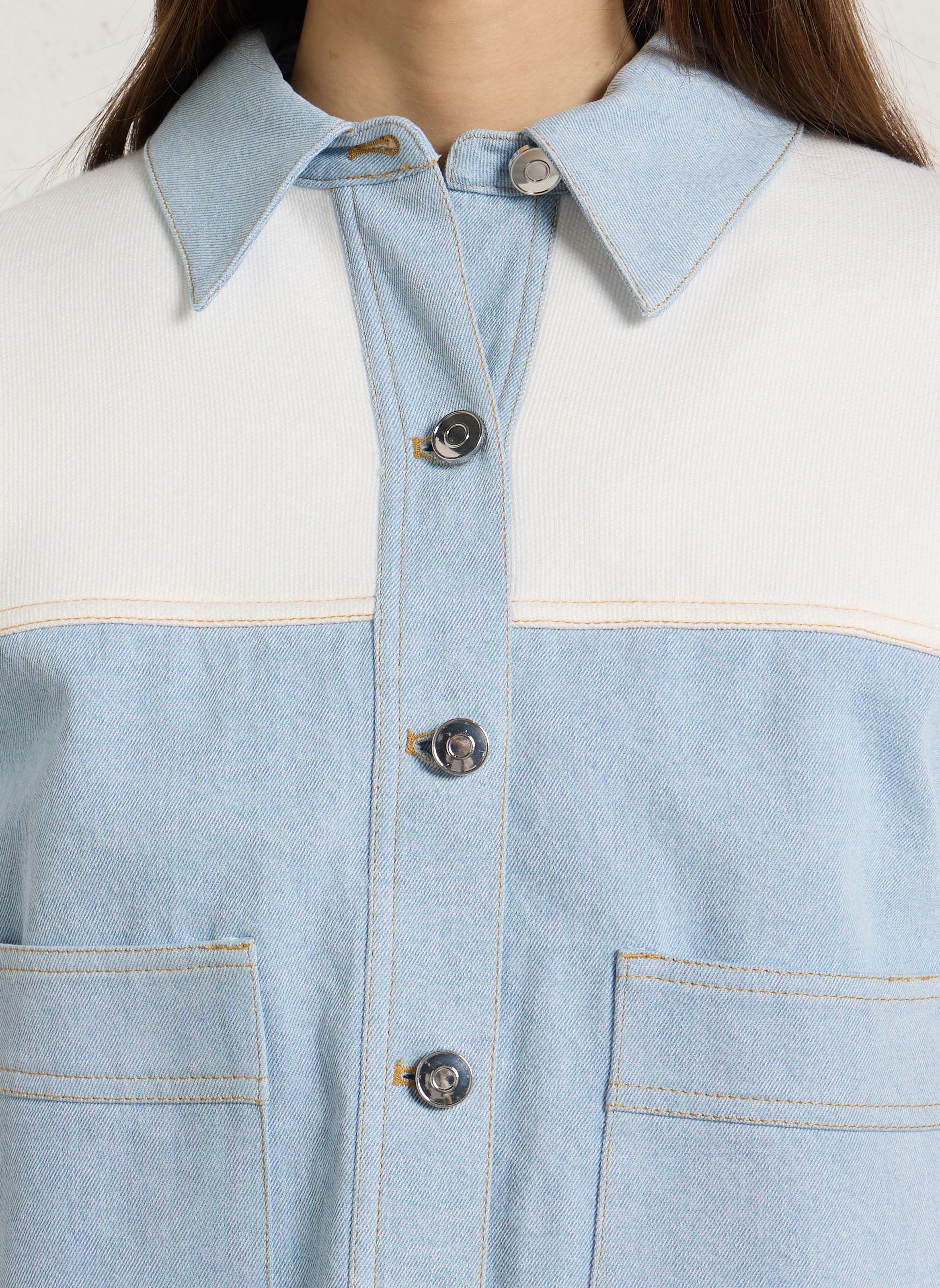 Veste droite col classique en coton MAISON 123 Blanc