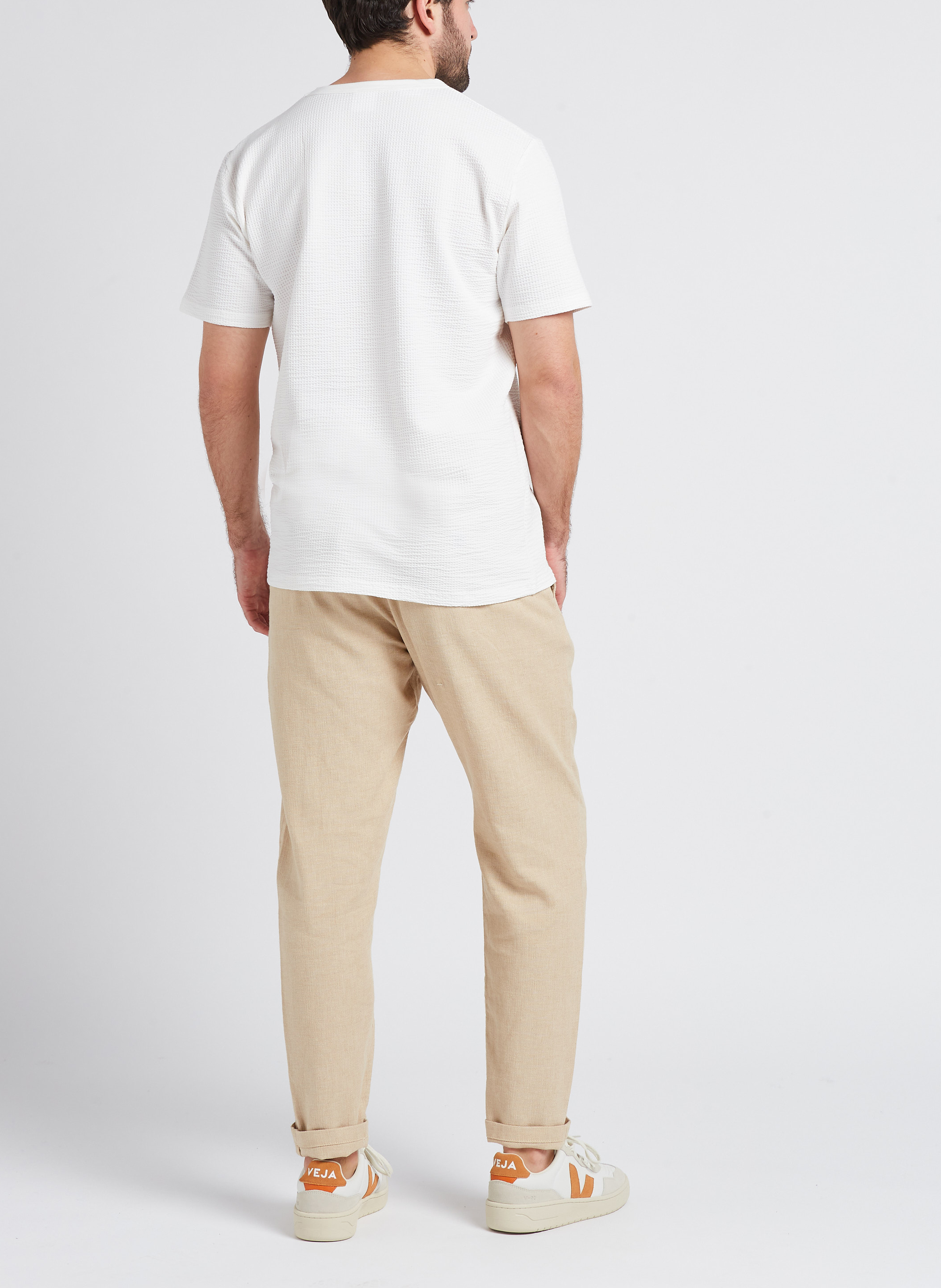Gerade geschnittene Hose aus Bio-Baumwoll-Mix SELECTED Beige