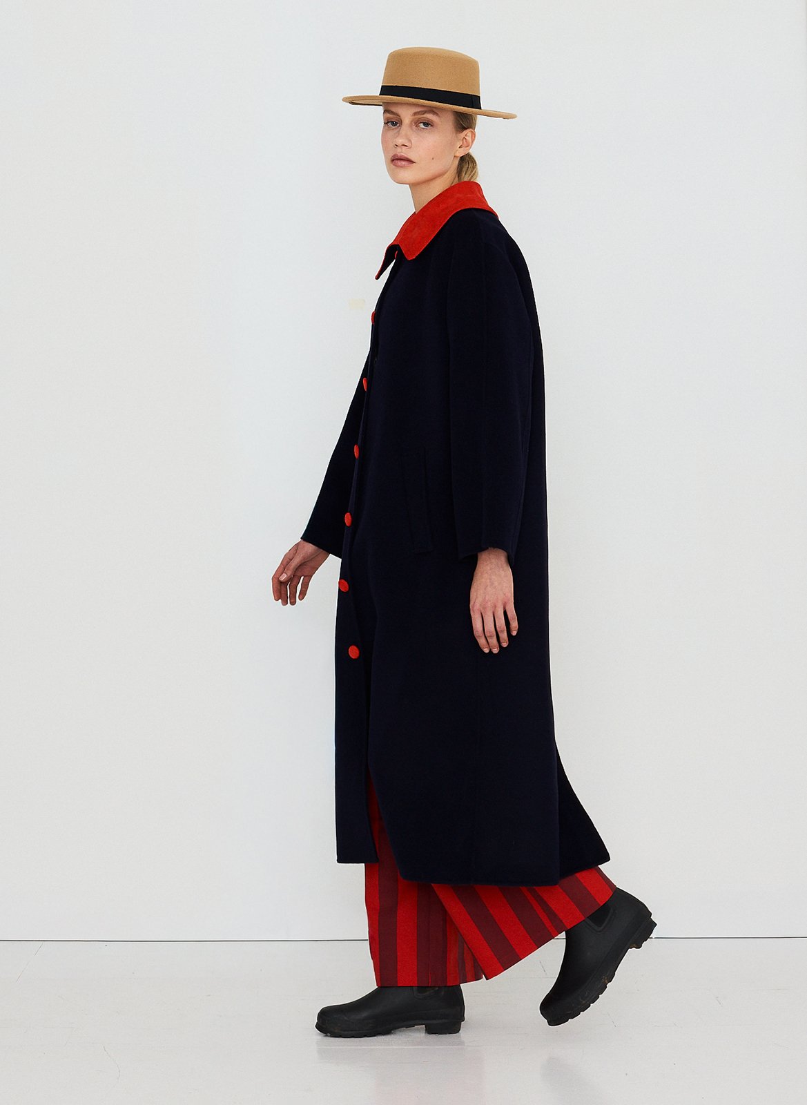 Straight wool coat with classic collar THE TINY BIG SISTER Blue