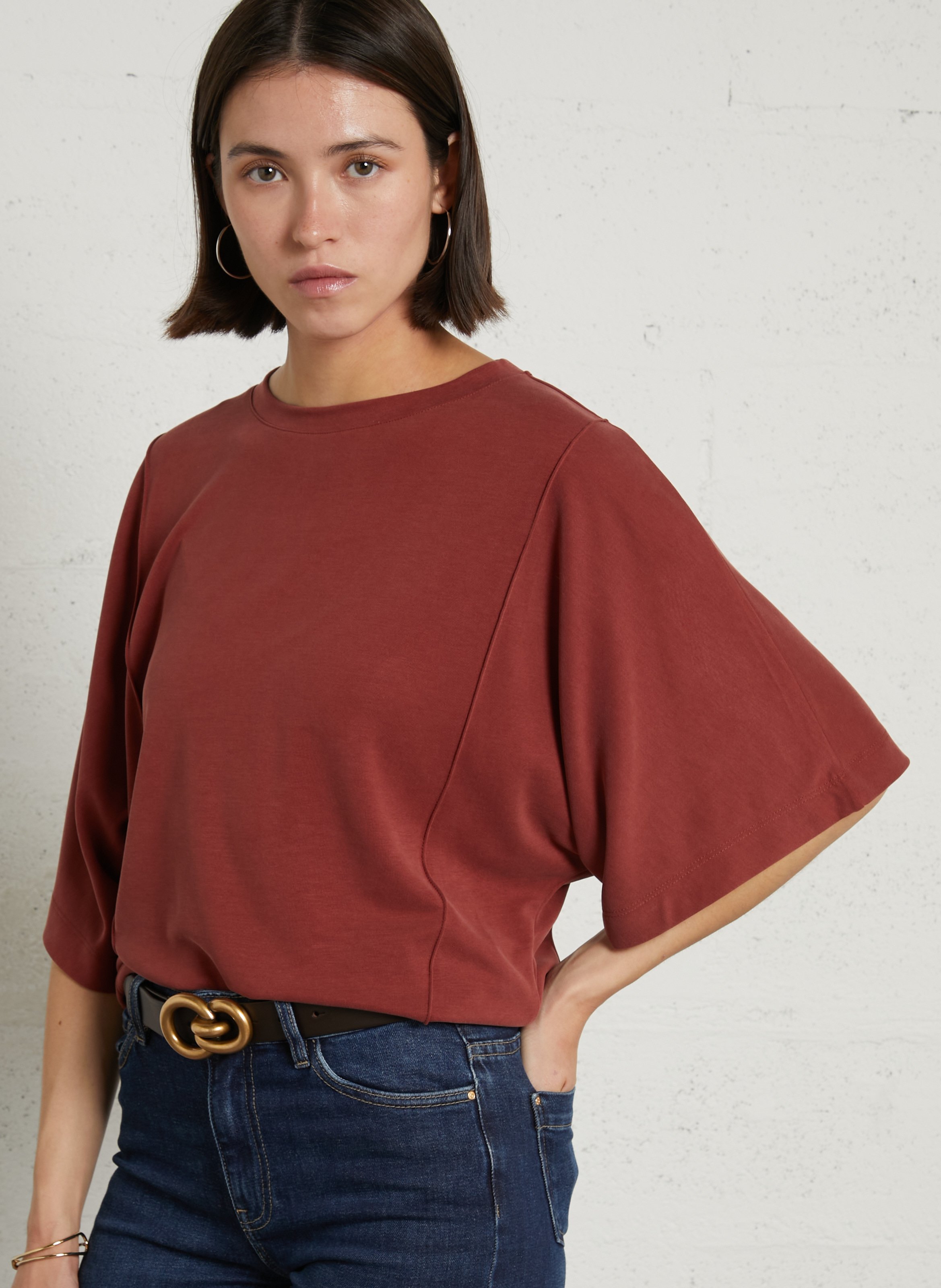 Loose Fit Top with 3/4 Sleeves MAISON 123 Red