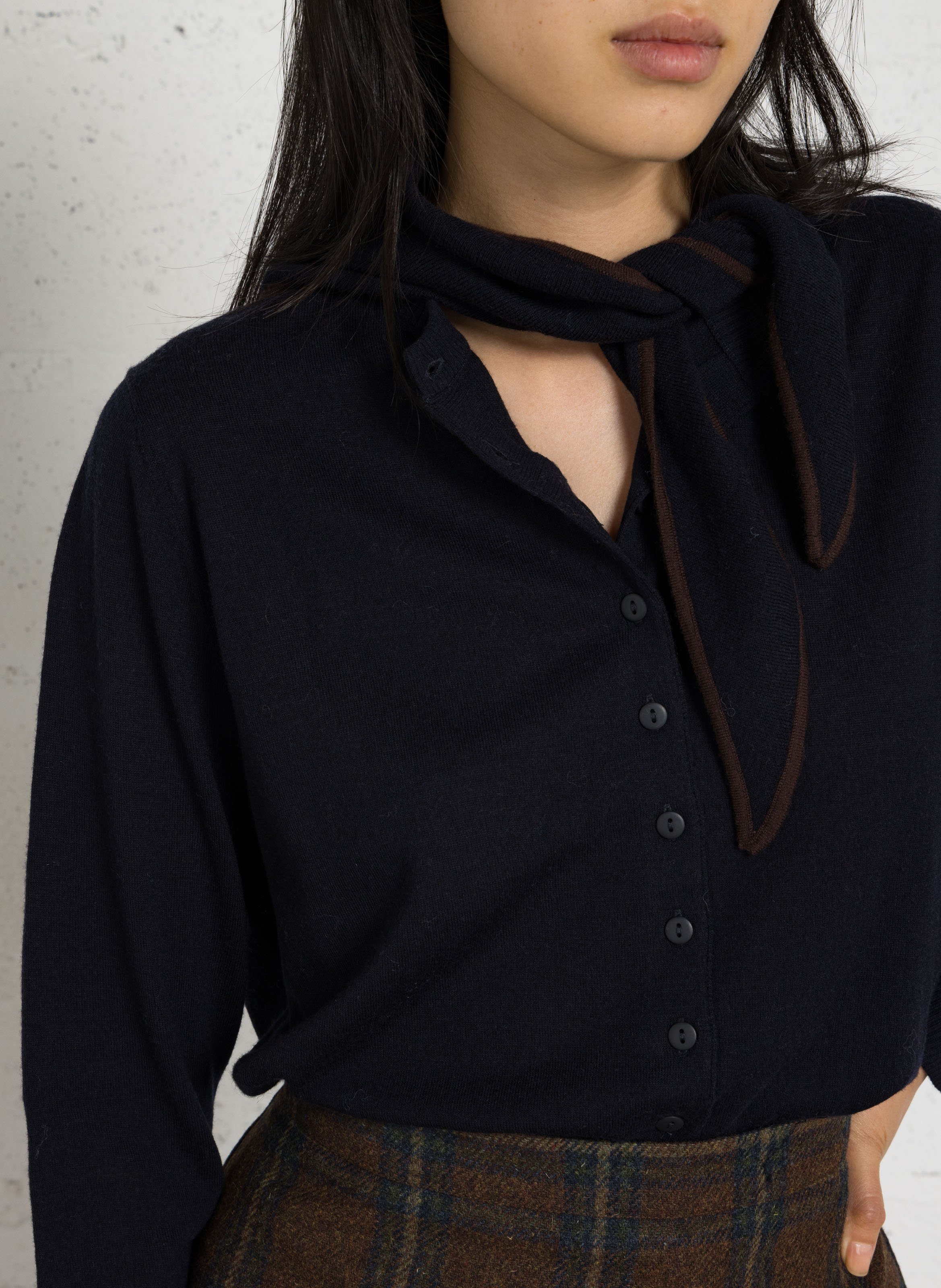 Round-neck wool cardigan THE TINY BIG SISTER Blue