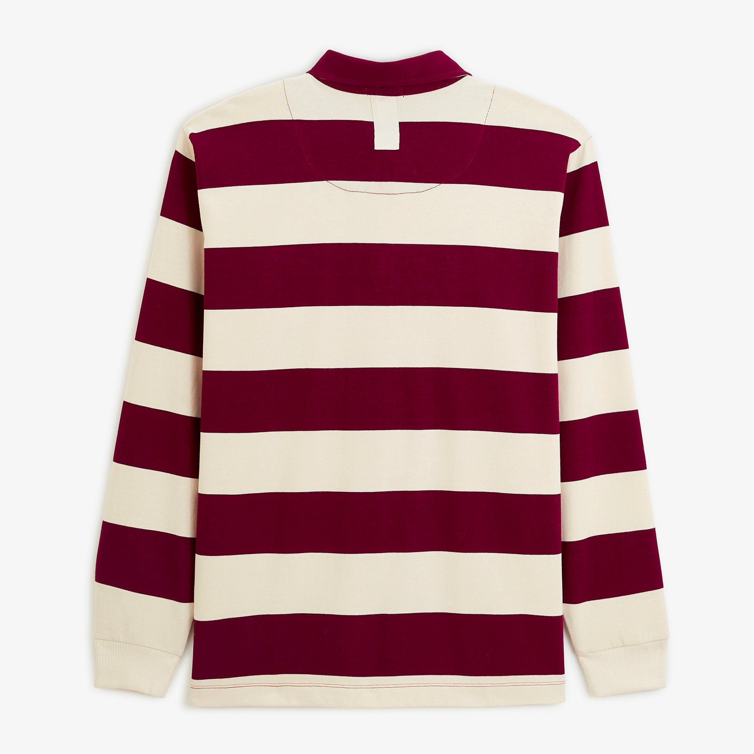 Striped long-sleeved rugby polo shirt with BLANCO BIARRITZ vine red embroidery SERGE BLANCO Red
