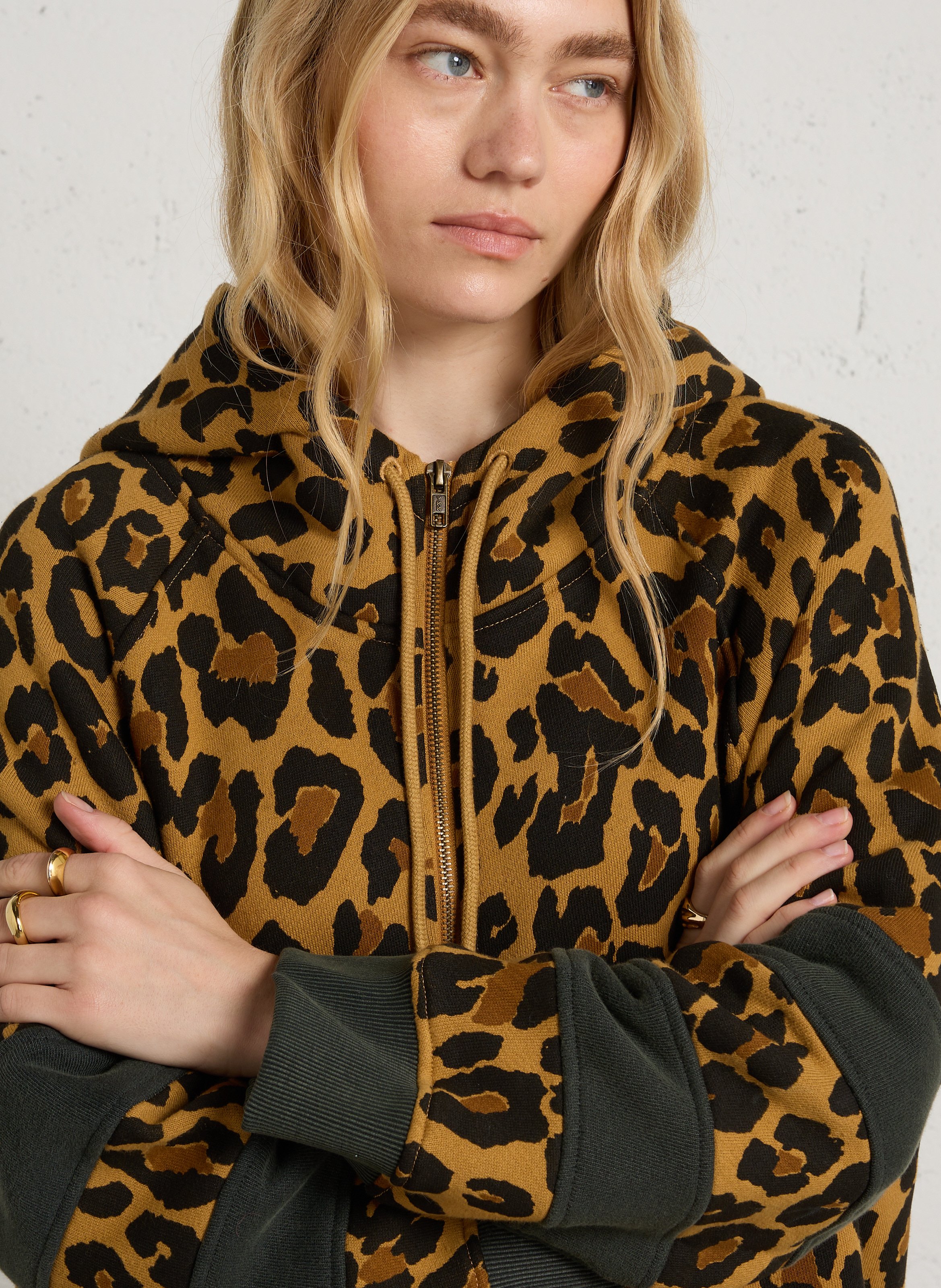 Oversized bedrukte katoenen trui LEON & HARPER Beige