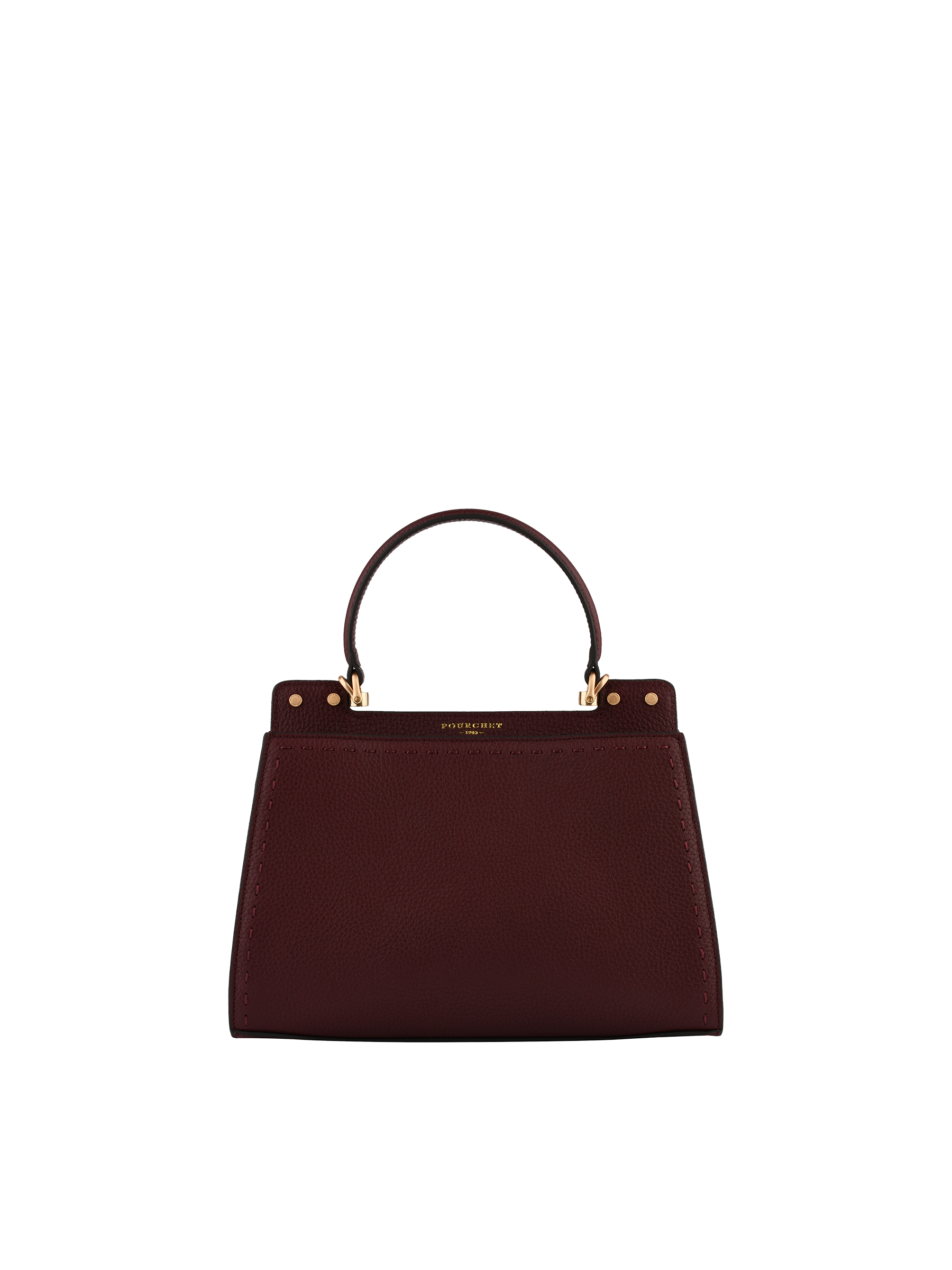 Cowhide leather handbag with a suede-effect finish POURCHET Red