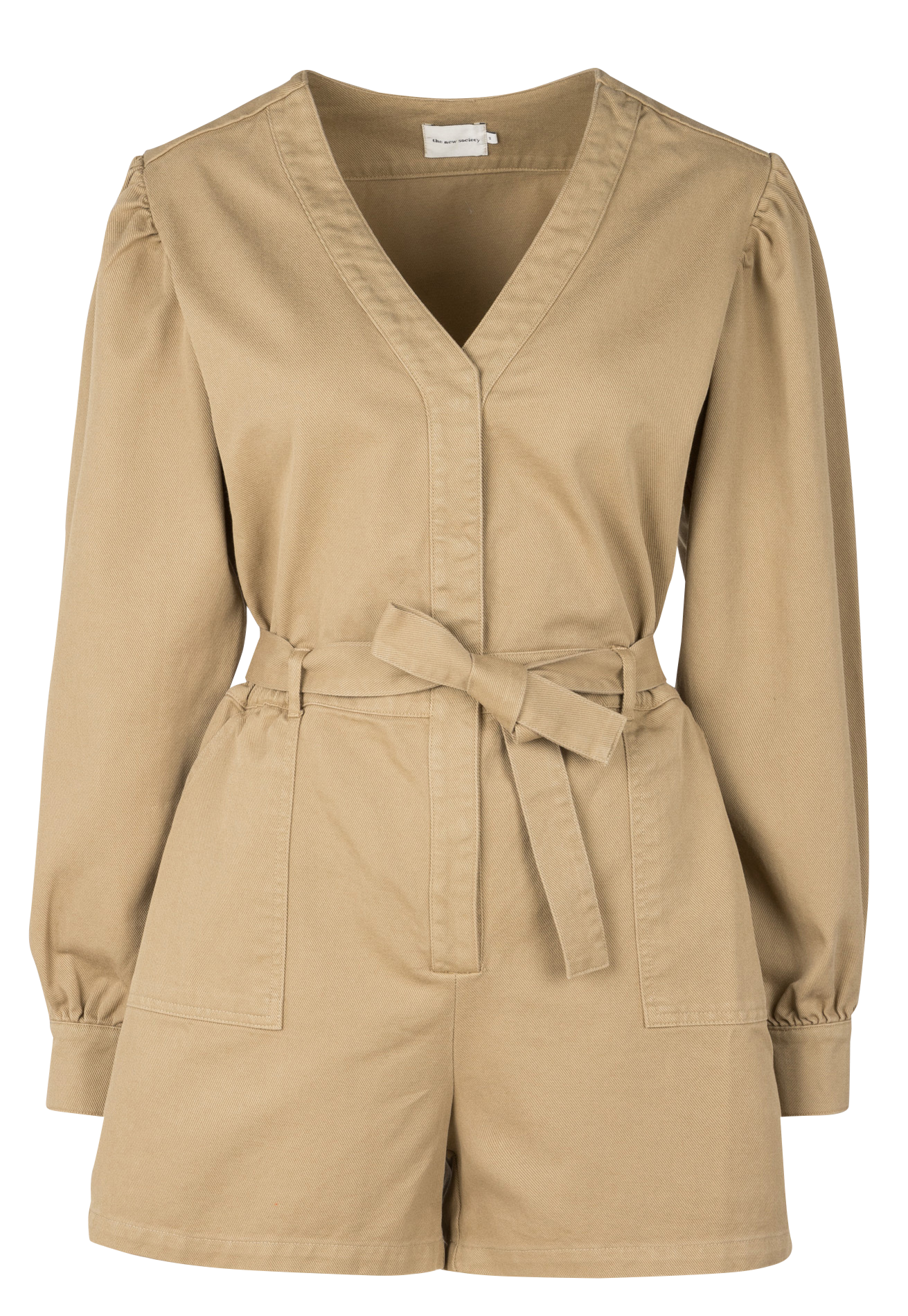 Combishort col V en coton  THE NEW SOCIETY Kaki