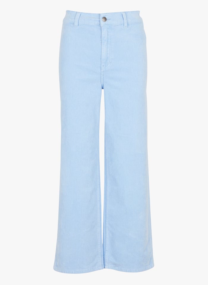 Blue Wide leg high waisted cotton blend pants