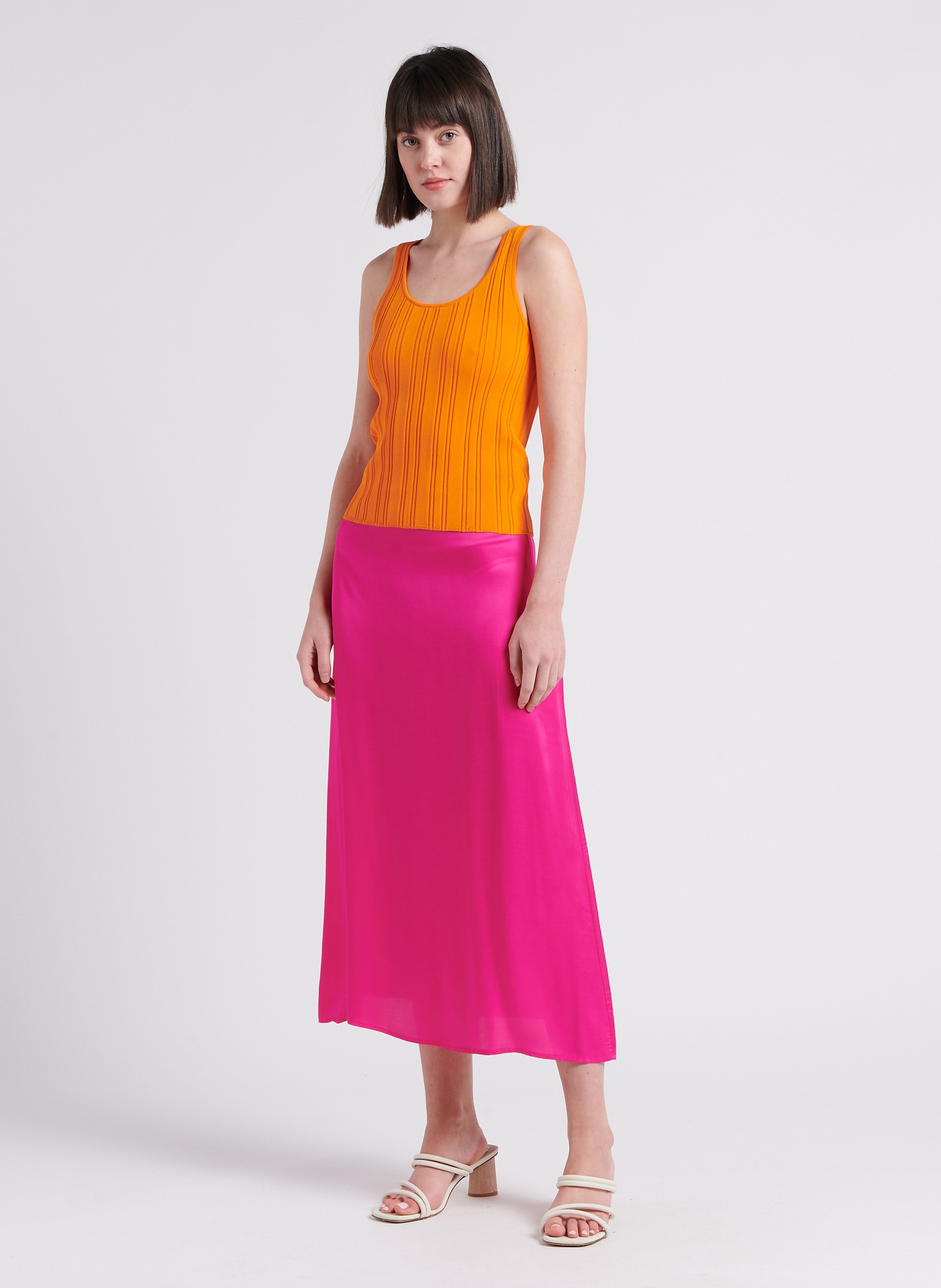 Pink a line outlet midi skirt