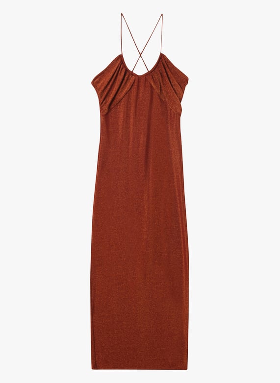 Fitted midi dress with criss-Cross back in jersey Orange Grace et mila - Women | Place des Tendances Fitted midi dress with criss-Cross back in jersey Orange Grace et mila - Women | Place des Tendances
