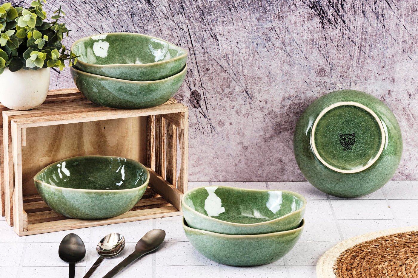 Magma bowl ø18.5cm - set of 6 - mint BJORN Green