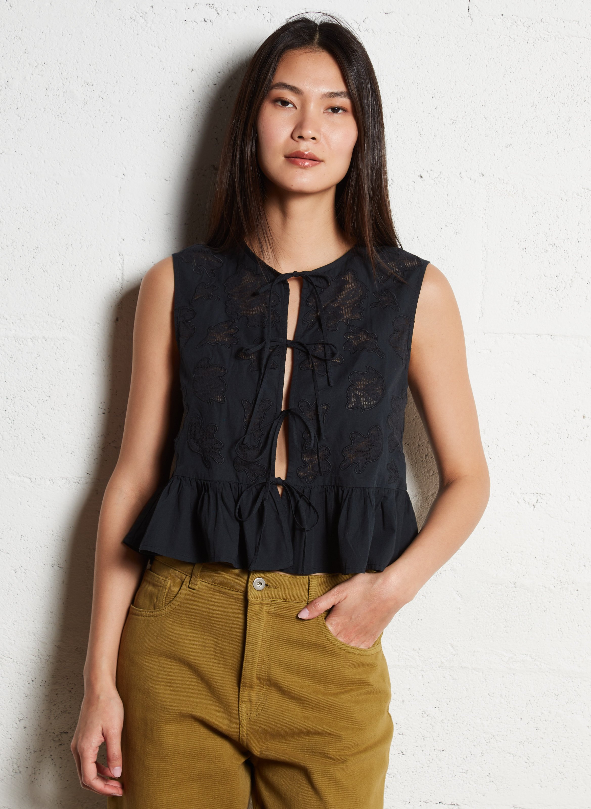 Aimee dotted Swiss top BELLEROSE Black