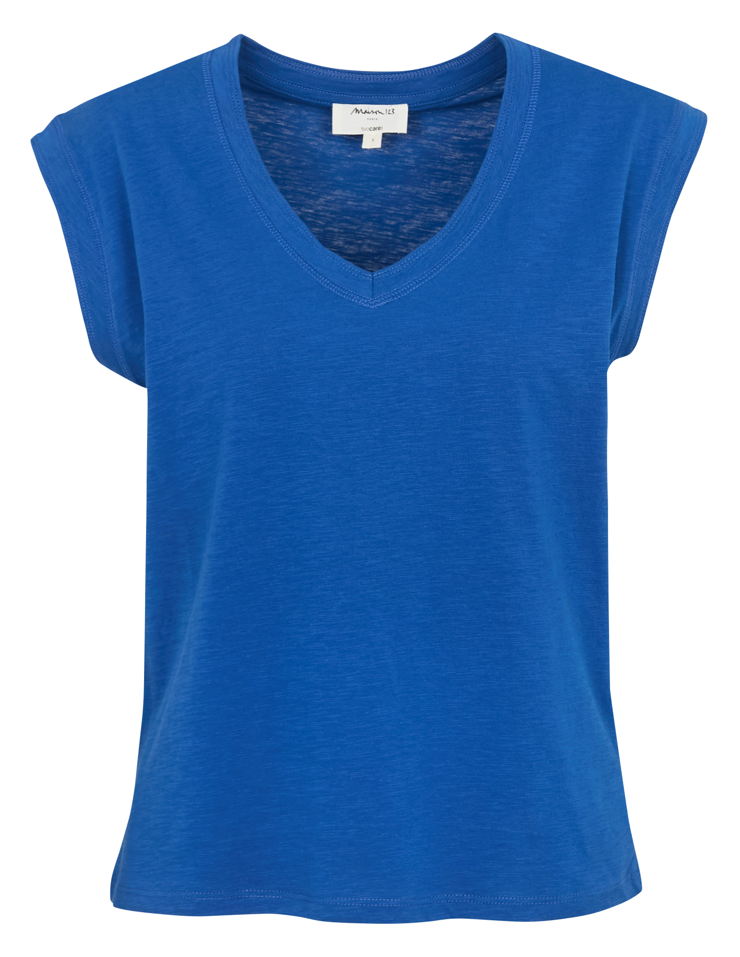 Katoenen T-shirt met V-hals MAISON 123 Blauw