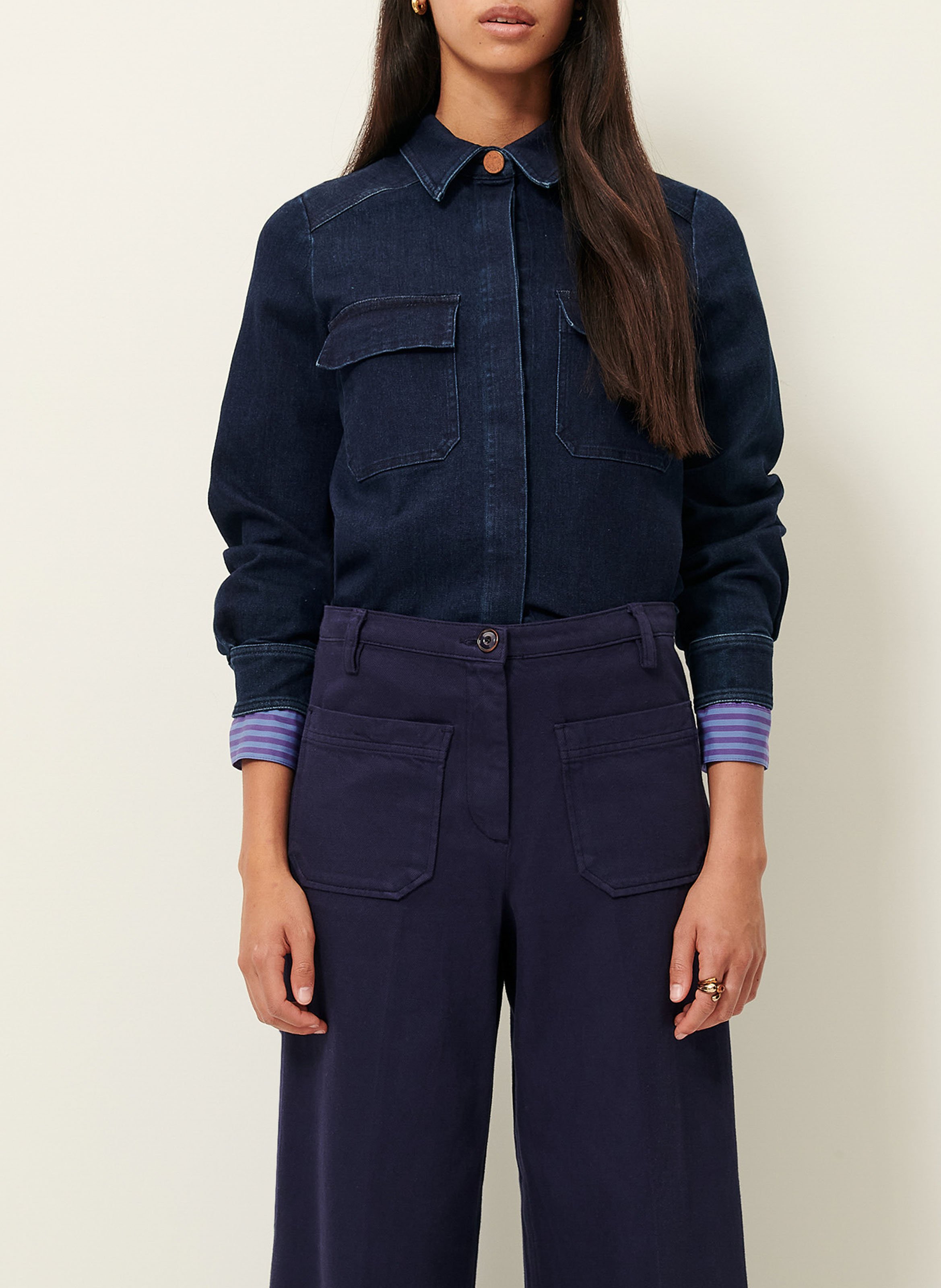 Jean droit taille haute en coton SESSUN Bleu