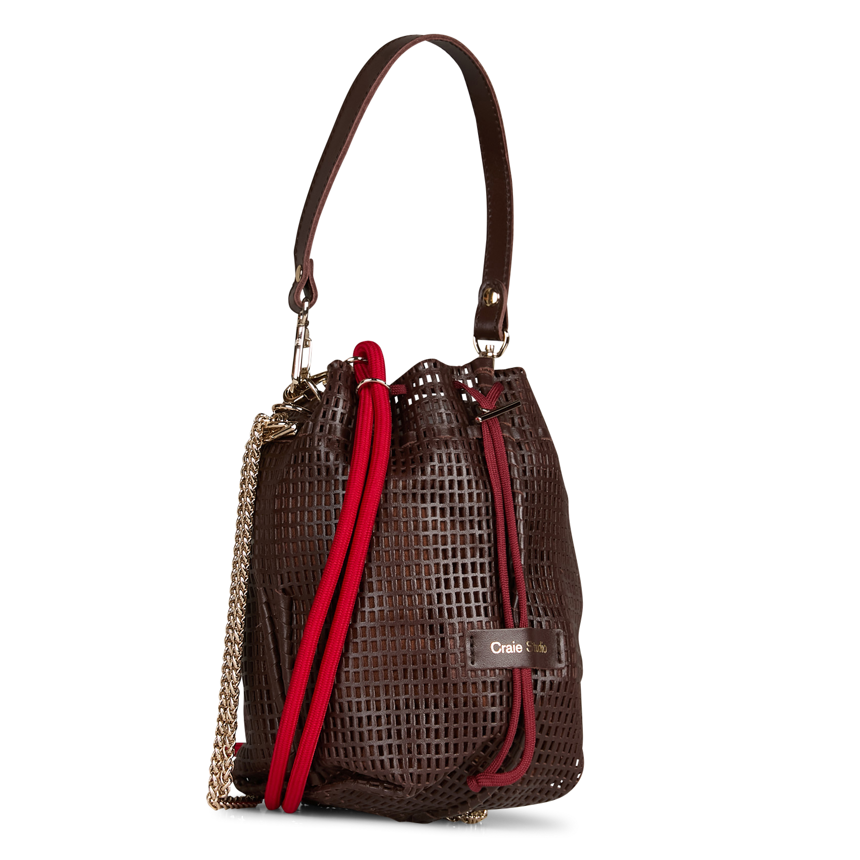 Sac bourse en cuir ajouré CRAIE STUDIO Marron