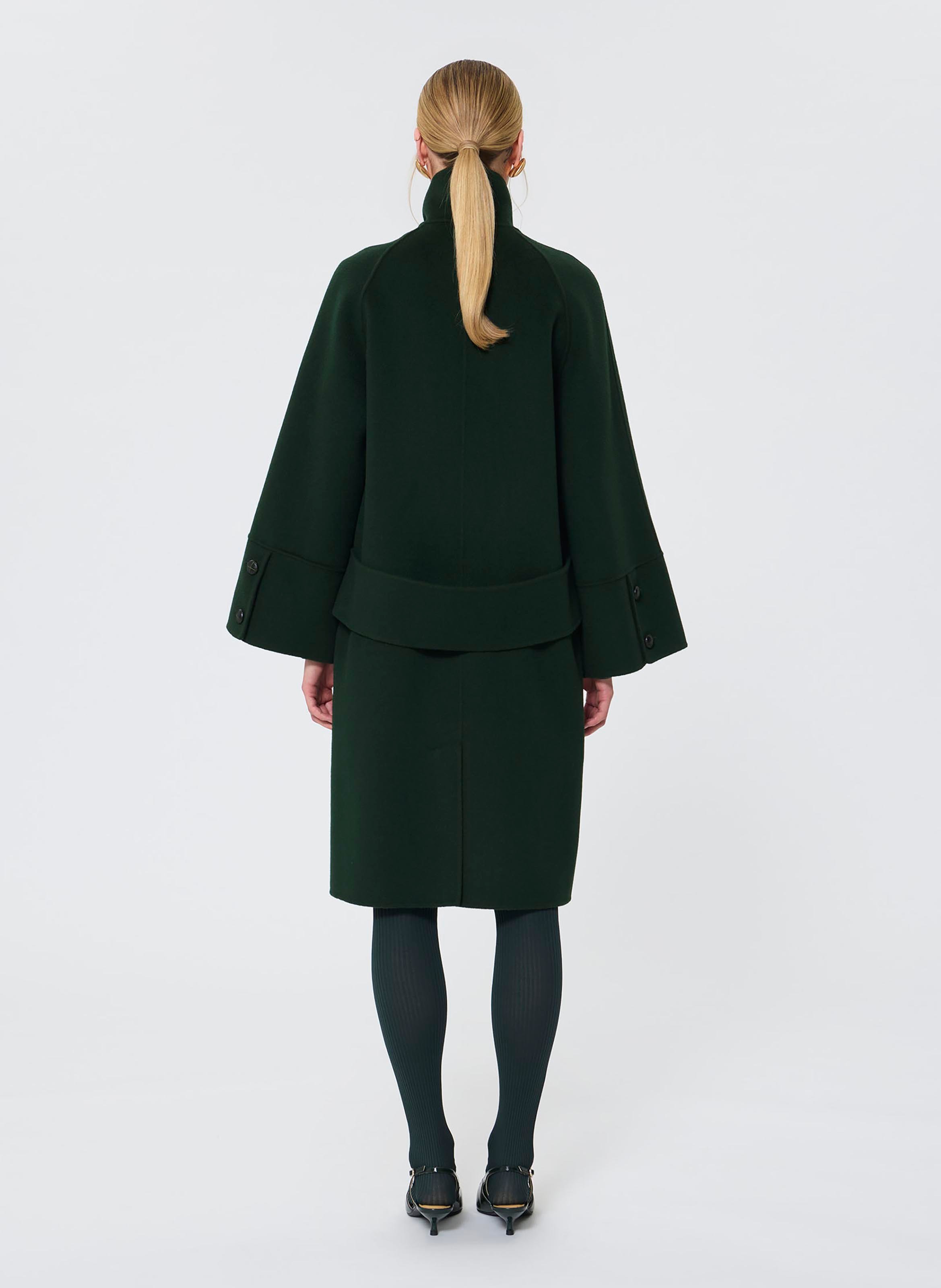 Cappotto dritto collo alto in lana mélange TARA JARMON Verde