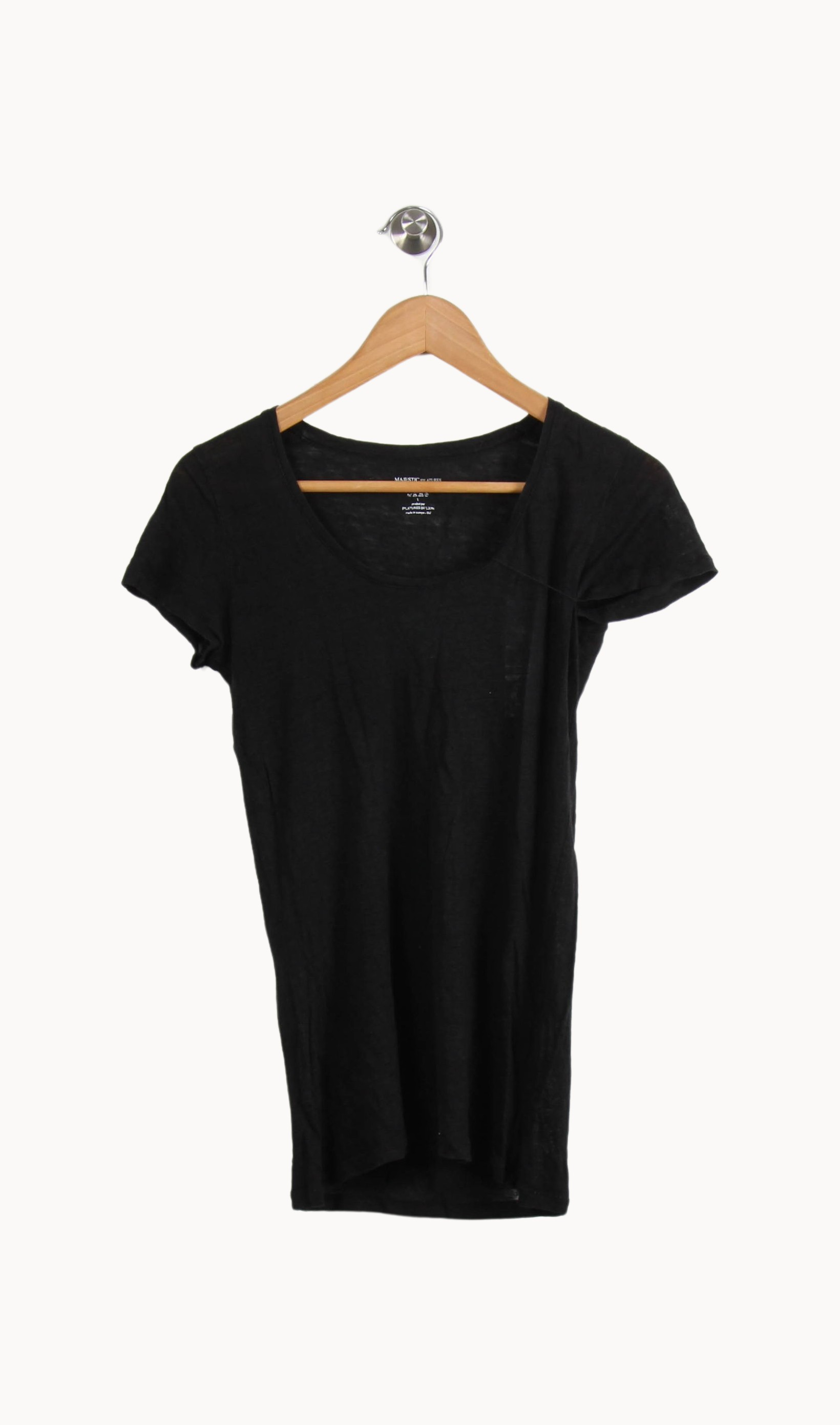 Tommy Badge T-shirt MAJESTIC FILATURES - SECONDE MAIN Black