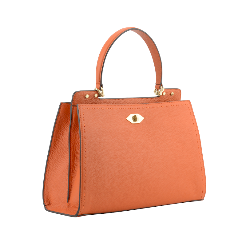 Handbag - cowhide leather POURCHET Orange